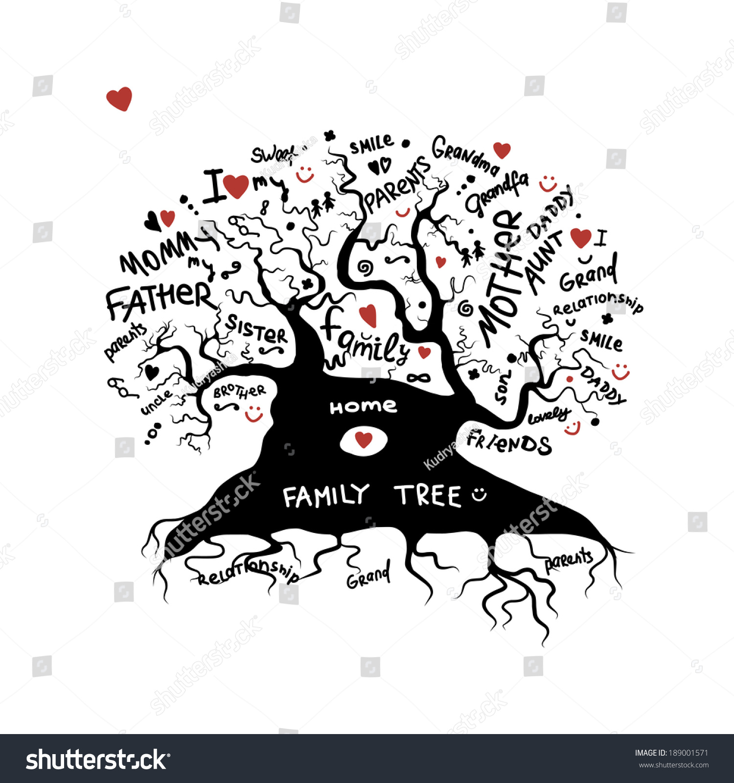 Family Tree Sketch Your Design Stock Vector (Royalty Free) 189001571 ...