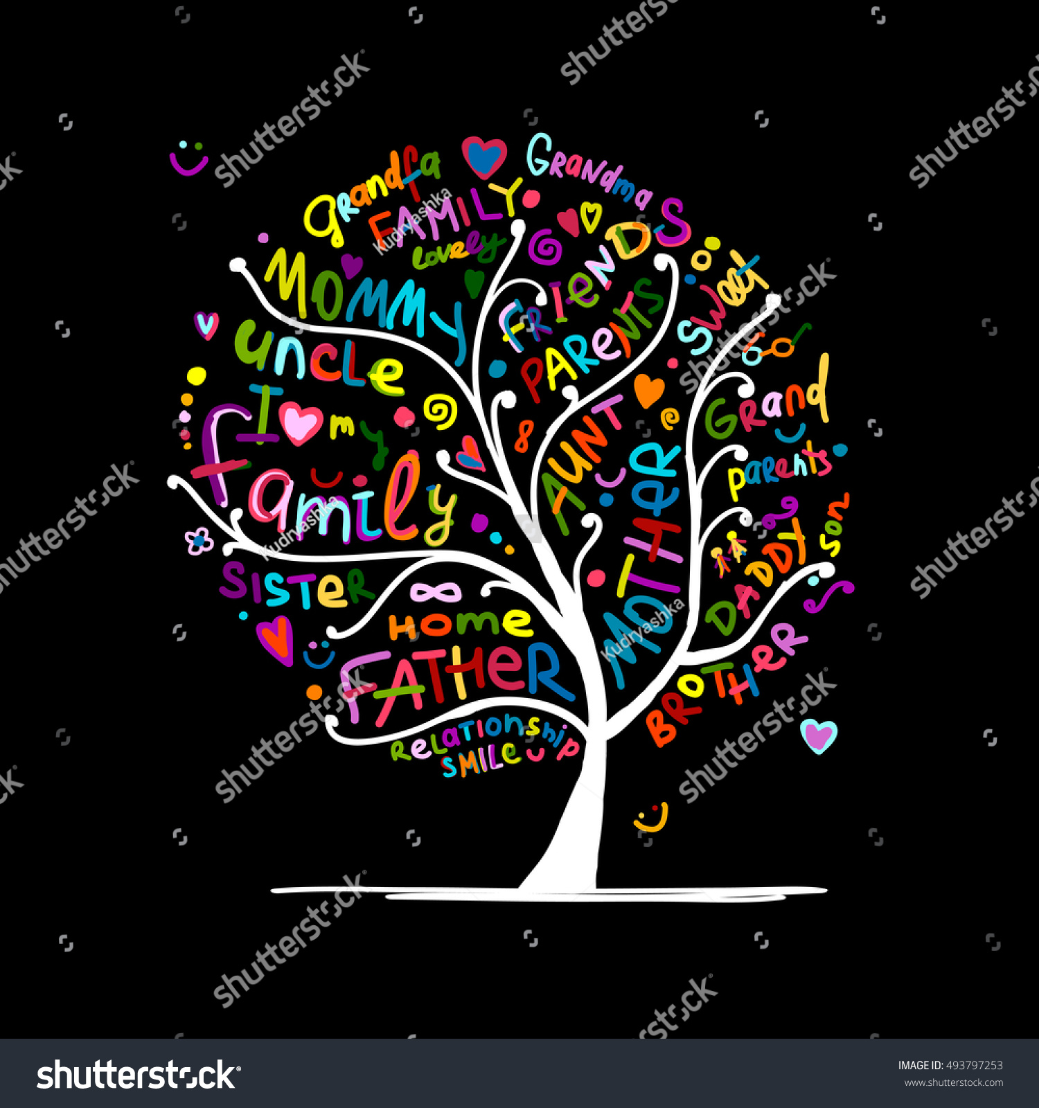 Family Tree Sketch Your Design Vector Stock Vector (Royalty Free) 493797253