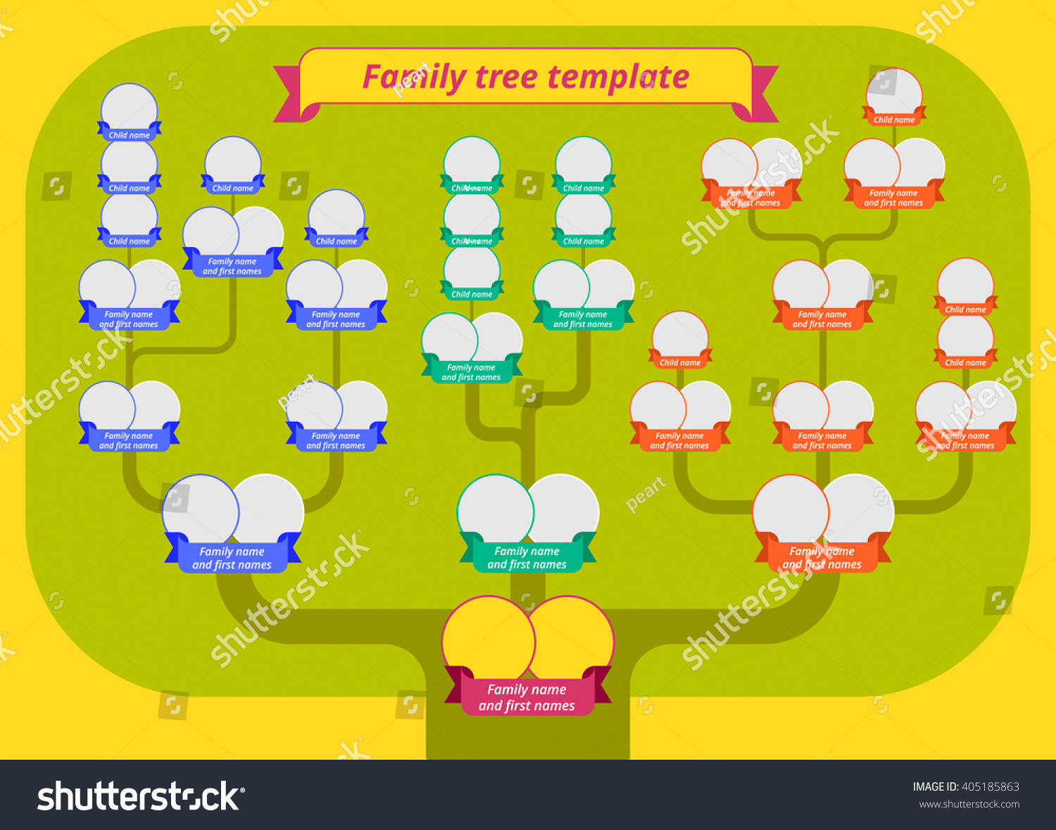 Family Tree Template Modern Flat Style Stock Vector 405185863 Shutterstock Family Tree Template Vintage Vector Illustration Stock Vector Illustration Of Connection