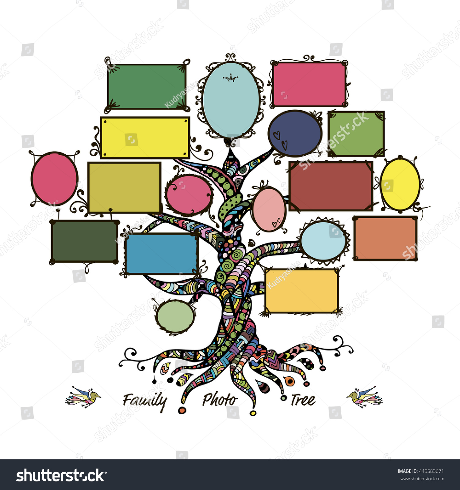 Family Tree Template Picture Frames Stock Vector 445583671 Shutterstock Family Tree Template Empty Frames Photos Stock Vector 656586004