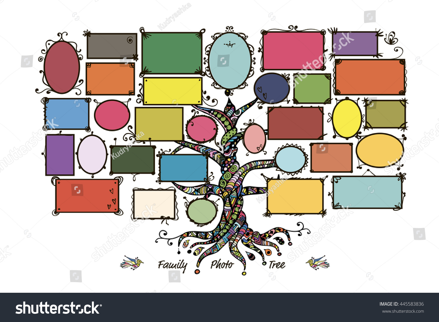 Family Tree Template Picture Frames Stock Vector 445583836 Shutterstock Family Tree Template Empty Frames Photos Stock Vector 656586004