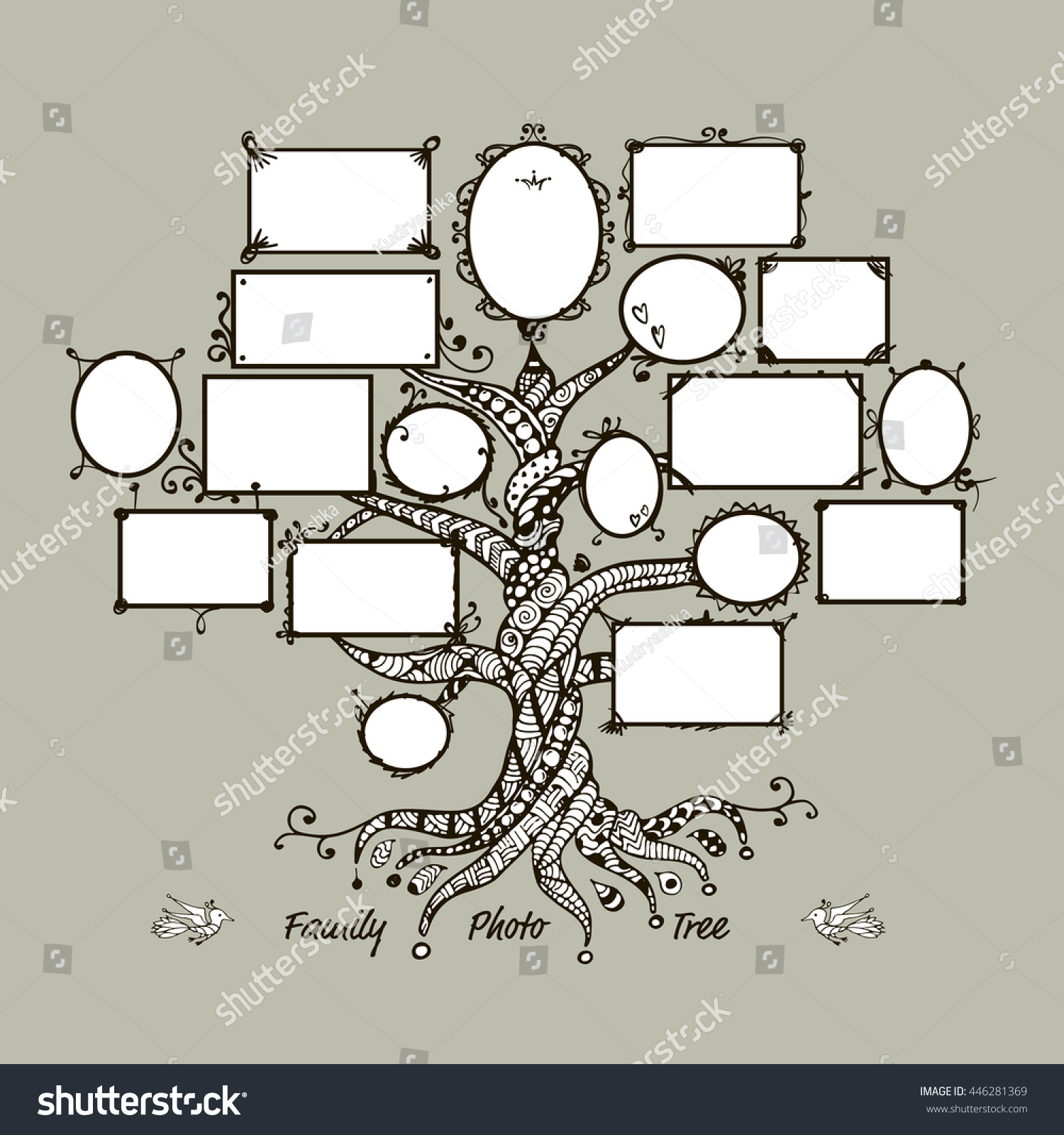Family Tree Template Picture Frames Stock Vector 446281369 Shutterstock Family Tree Template Empty Frames Photos Stock Vector 656586004