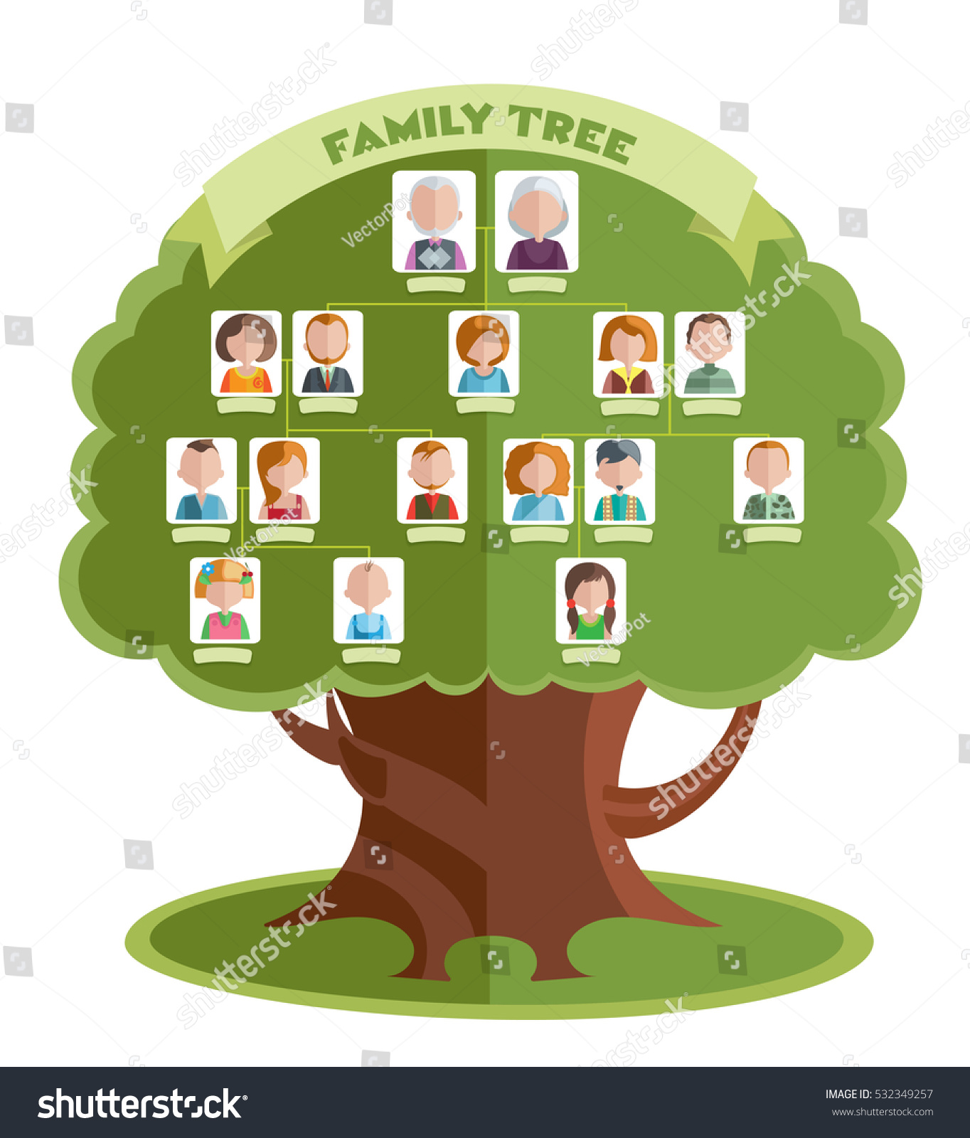 Family Tree Template Portraits Relatives Place Stock Vector Royalty Free