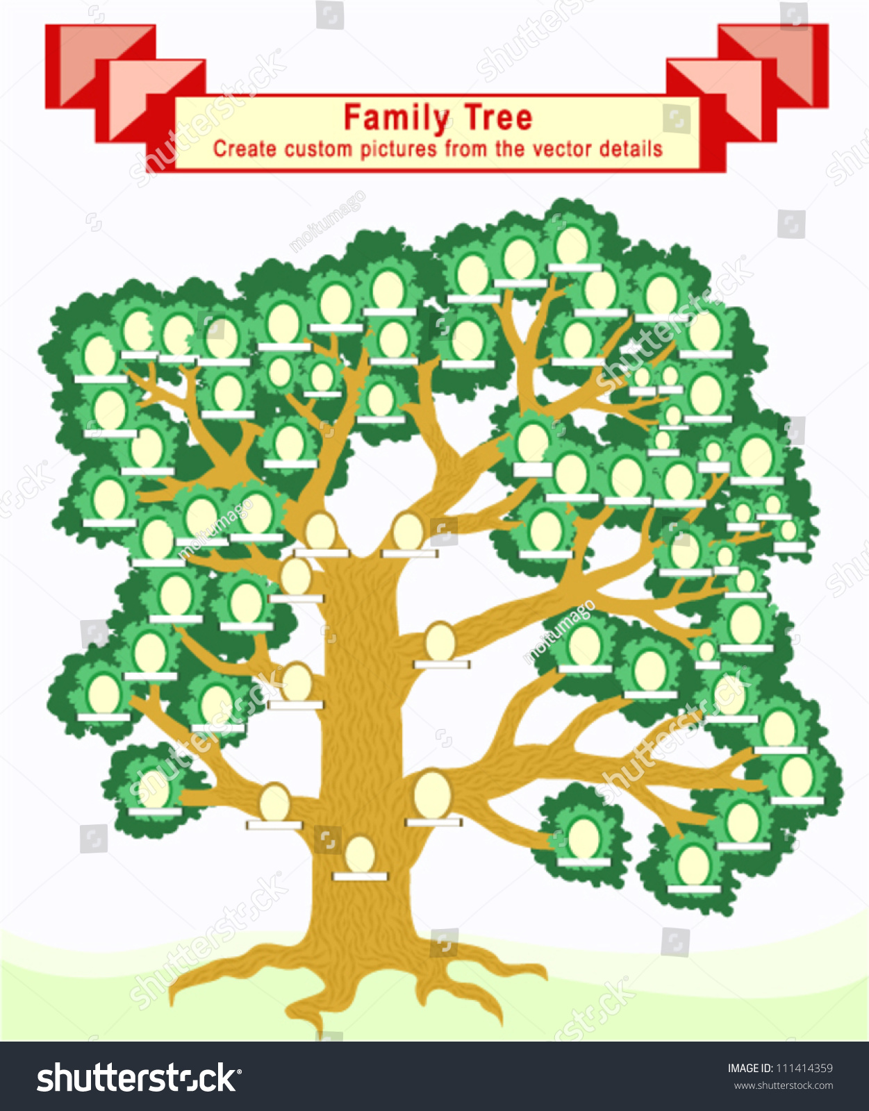 Family Tree - Vector Set Of Trunk, Branches, Foliage, Frames And Bark ...