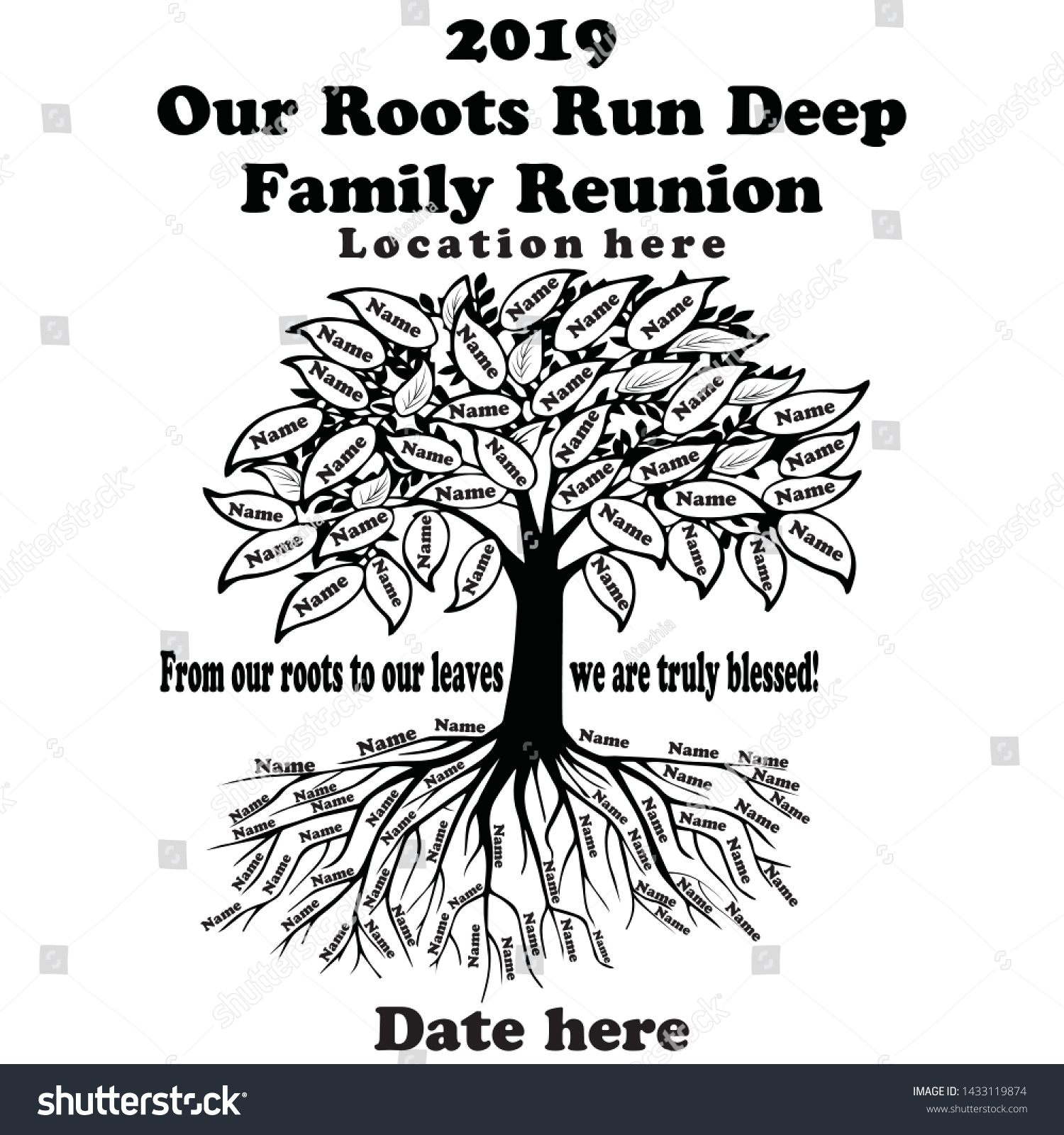 Download Family Tree Names Design Our Roots Stock Vector Royalty Free 1433119874