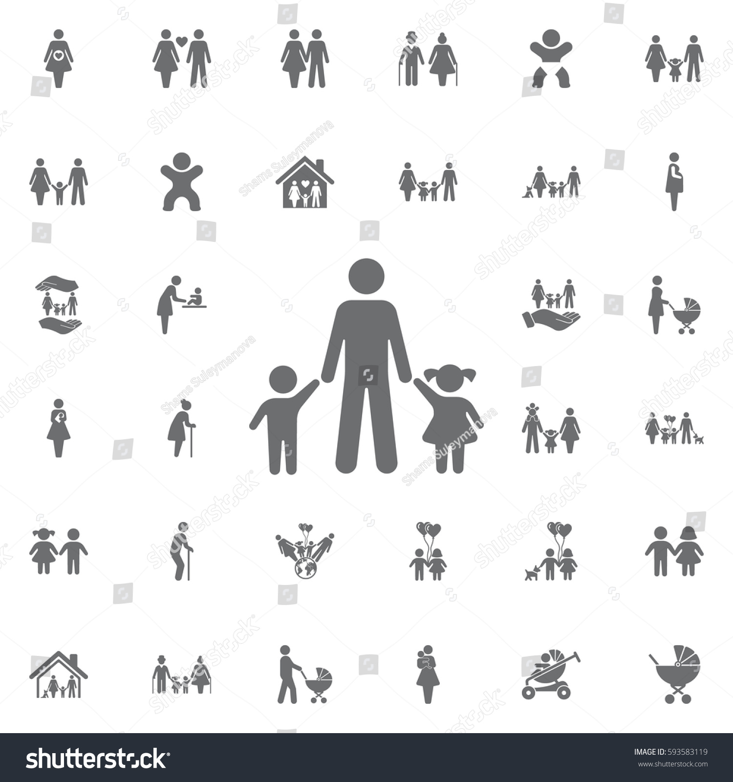 Family Vectro Icon On White Background Stock Vector (Royalty Free ...