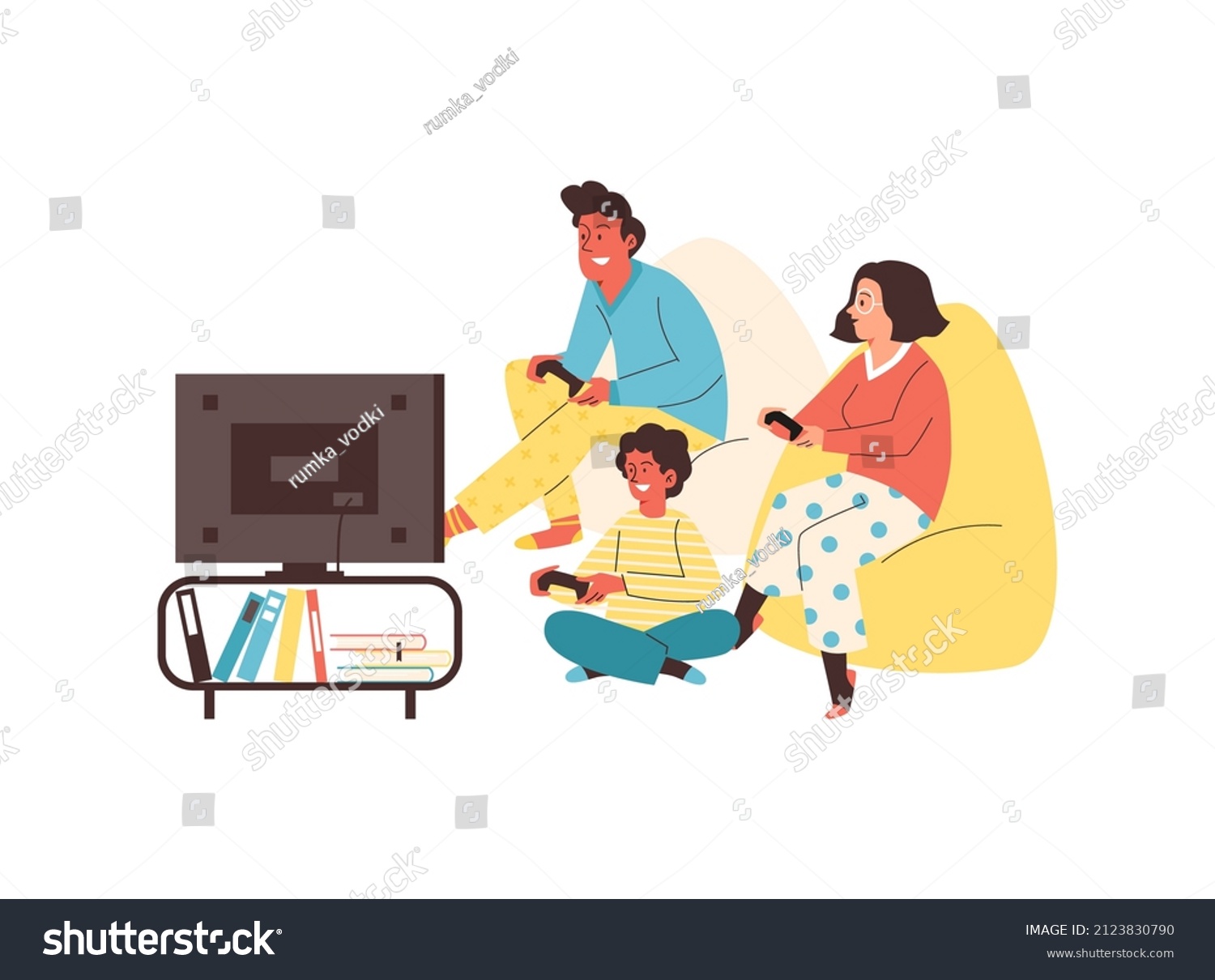 Family Children Playing Video Games Cartoon Stock Vector (Royalty Free ...