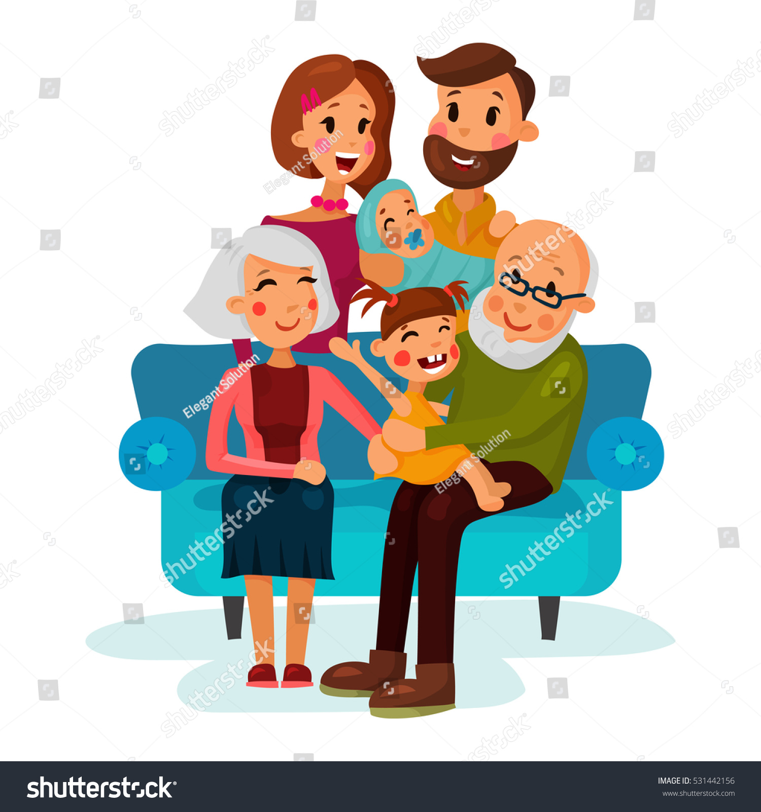 Family Children Sitting On Couch Father Stock Vector 531442156 ...