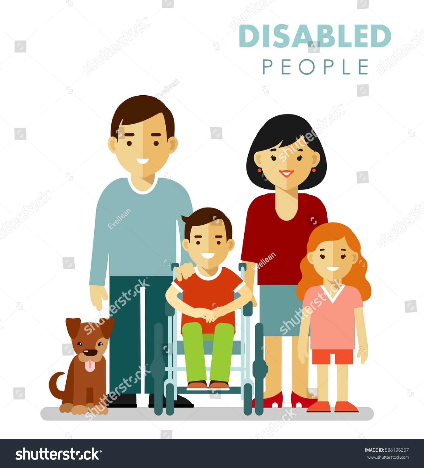 Family Disabled Children Concept Flat Style Stock Vector 588196307 ...