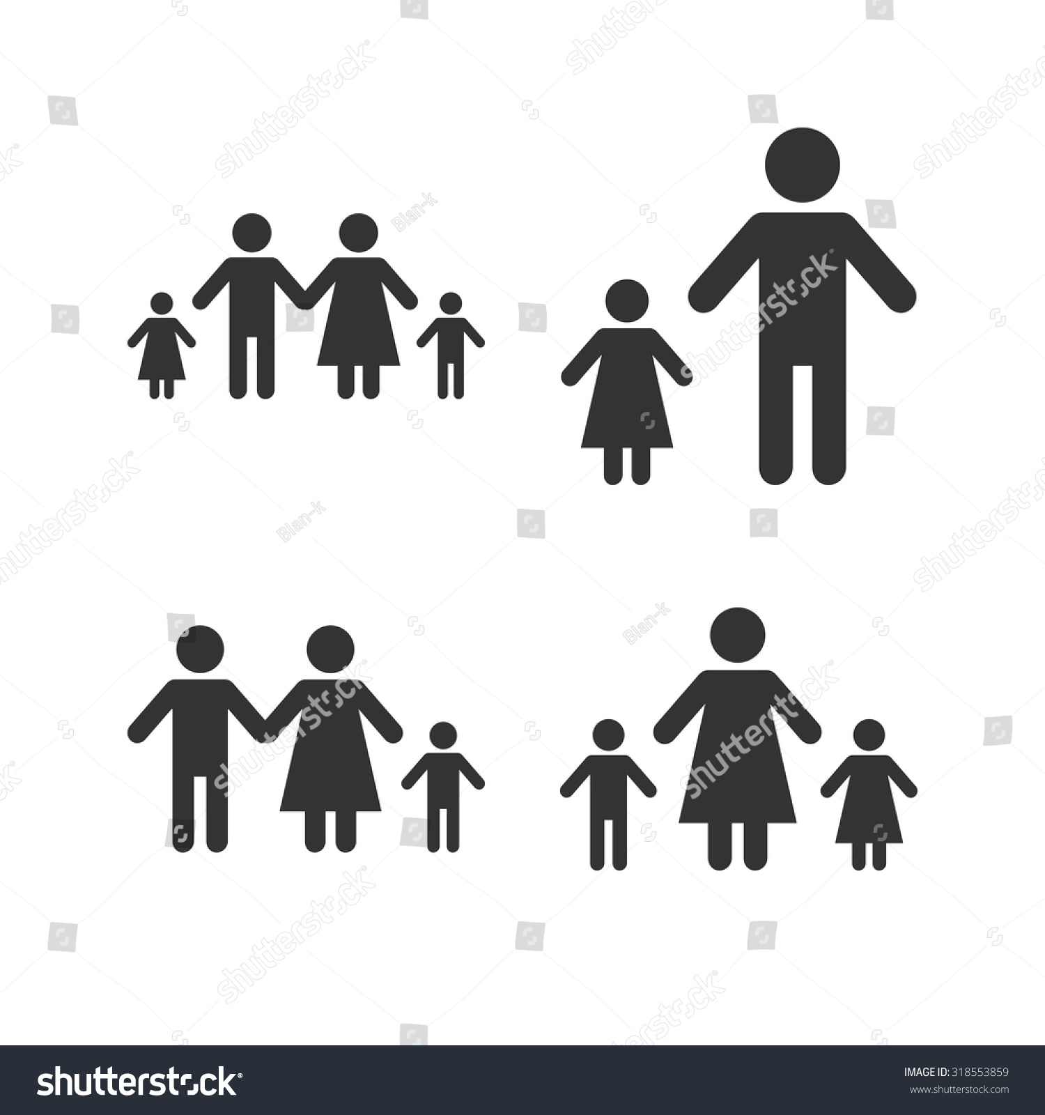 Family Two Children Icon Parents Kids stockvector (rechtenvrij