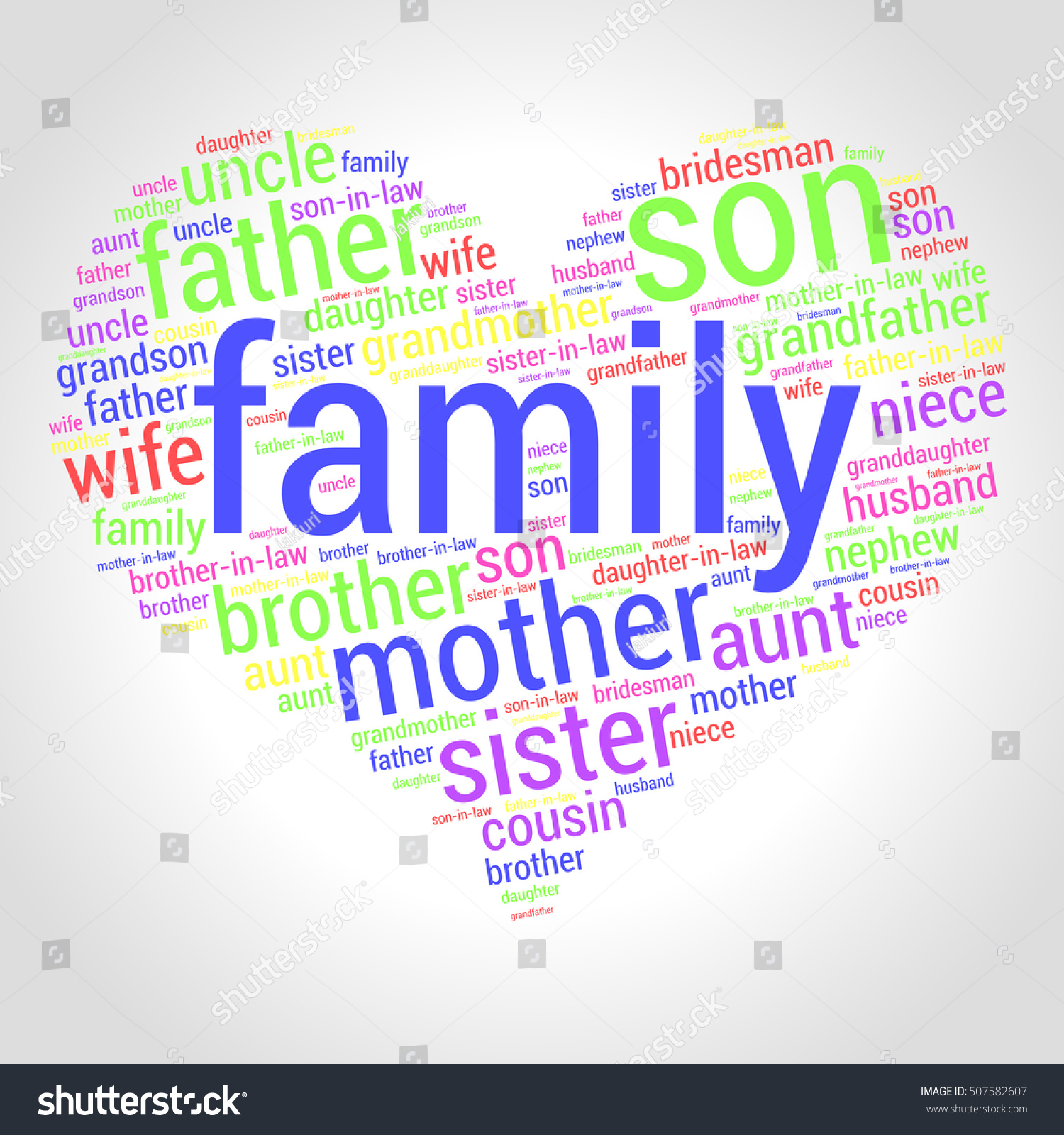 Family Word Cloud Shape Heart Social Stock Vector (Royalty Free ...