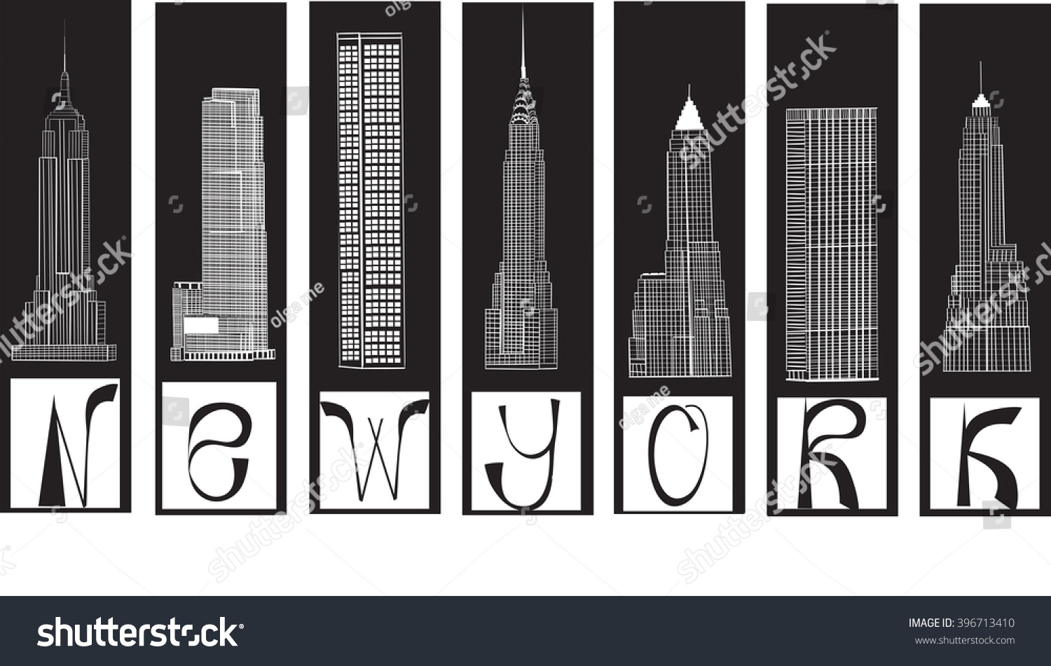 SVG of famous buildings in New York City . EPS10 svg
