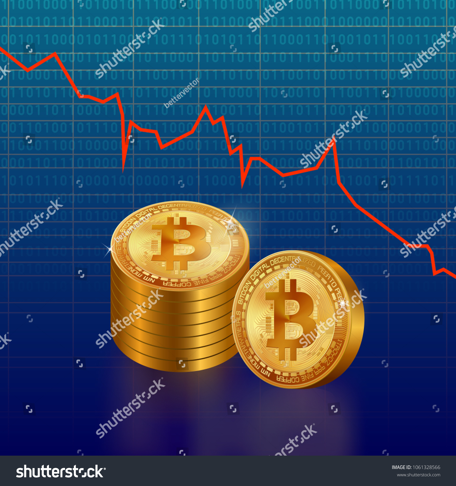 Famous Crypto Currency Bitcoin Going Down Stock Vector Royalty Free 1061328566