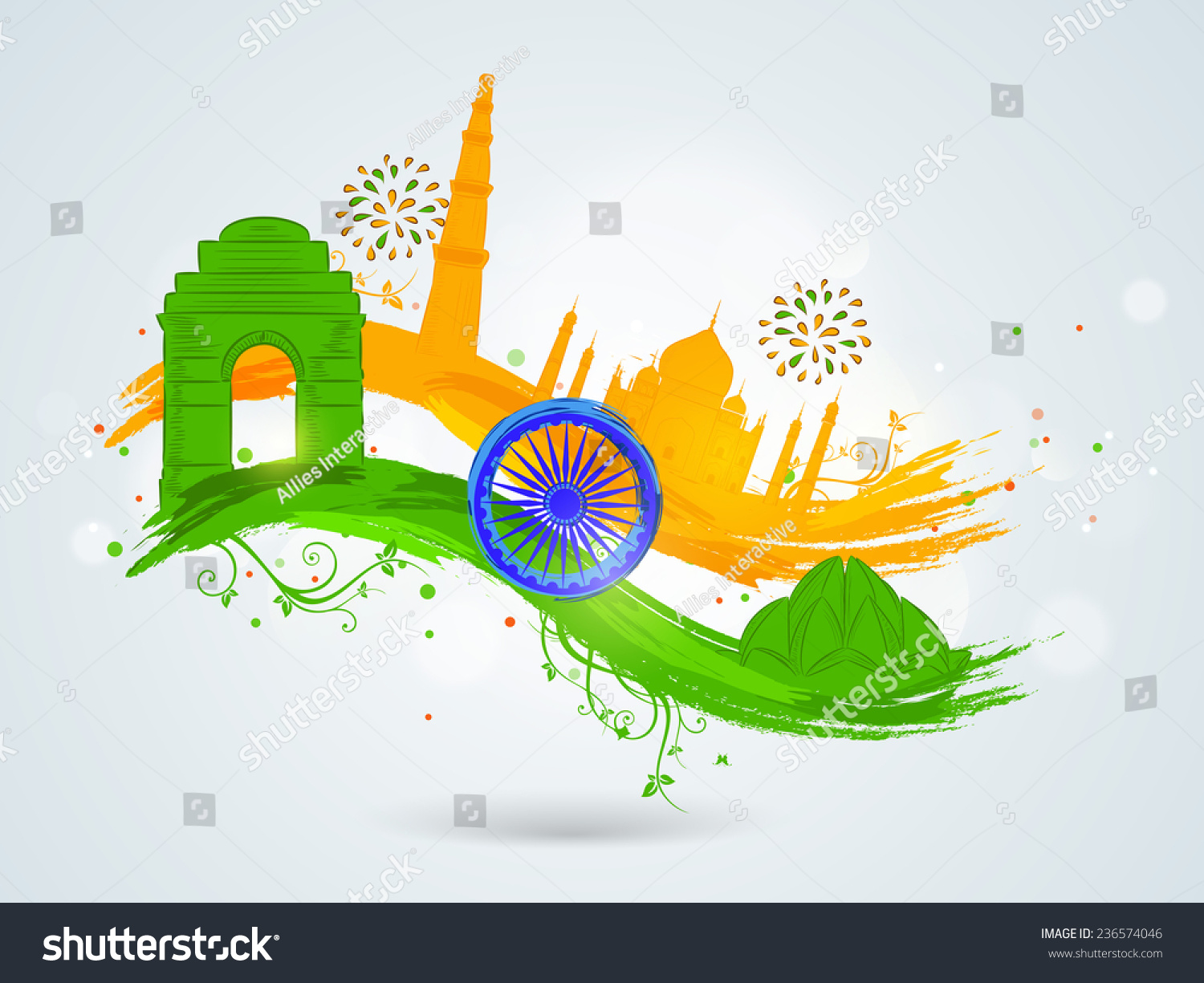 Famous Indian Monuments Ashoka Wheel On Stock Vector (Royalty Free ...