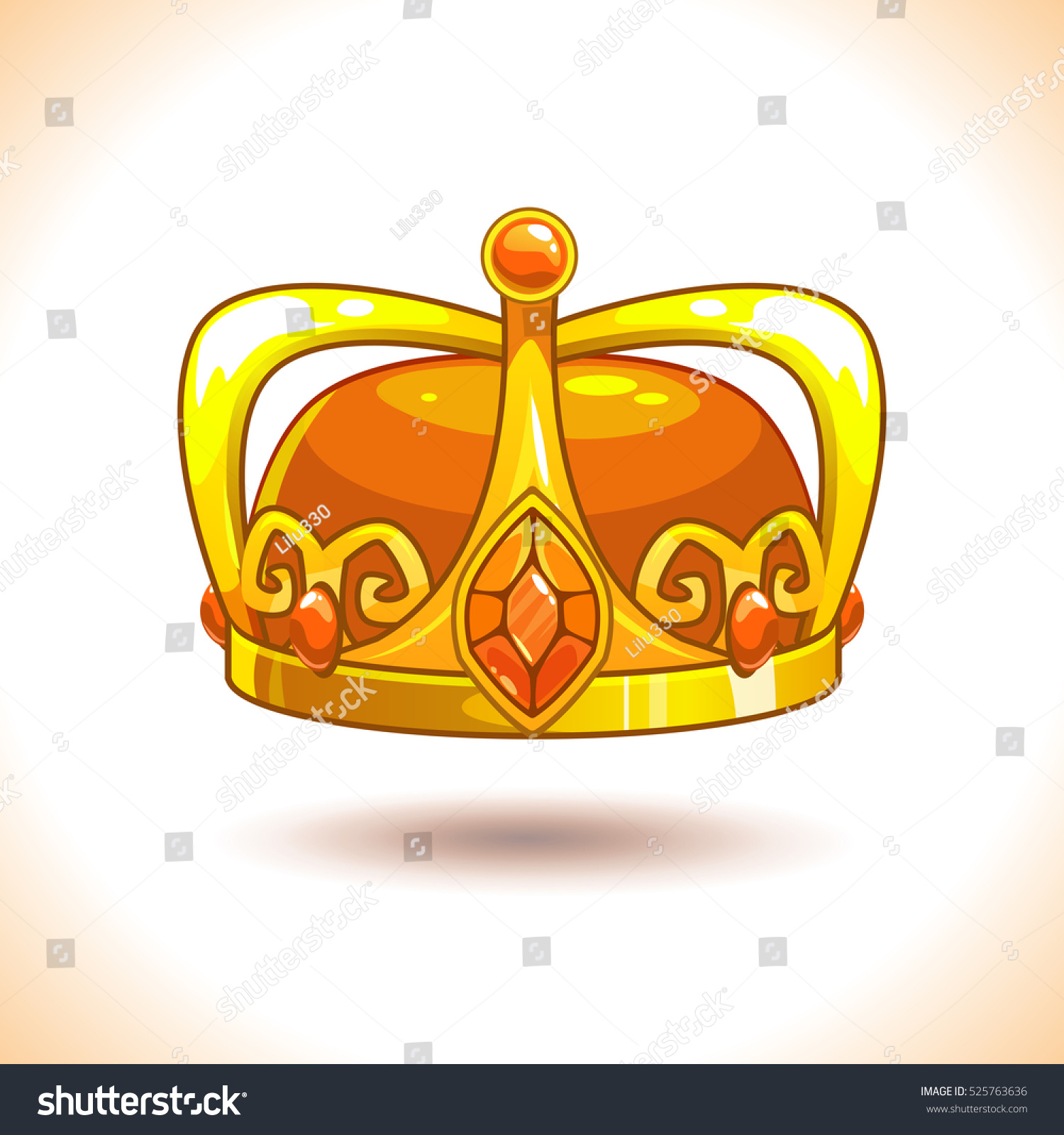 Fancy Cartoon Vector Golden Crown Icon Stock Vector (Royalty Free ...