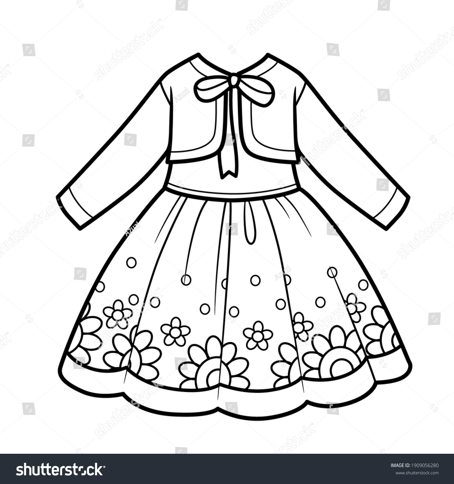 Fancy Dress Bolero Outline Coloring Design Stock Vector (Royalty Free ...