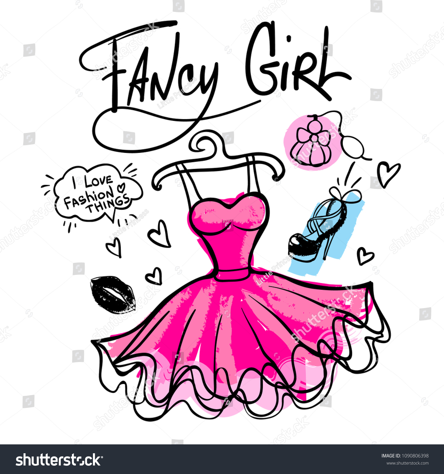 Fancy Girl Fashion Illustration Pink Girlish Stock Vector Royalty Free