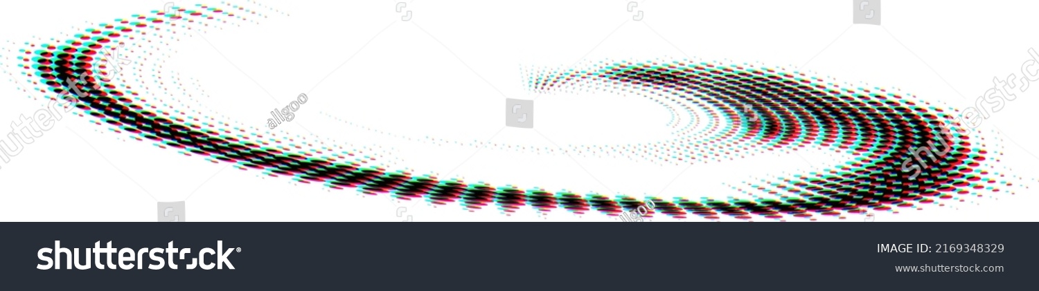 SVG of Fancy swirling elongated point spiral with rgb shift glitch effect, dominated by blue. Halftone dotted. Vector.  svg
