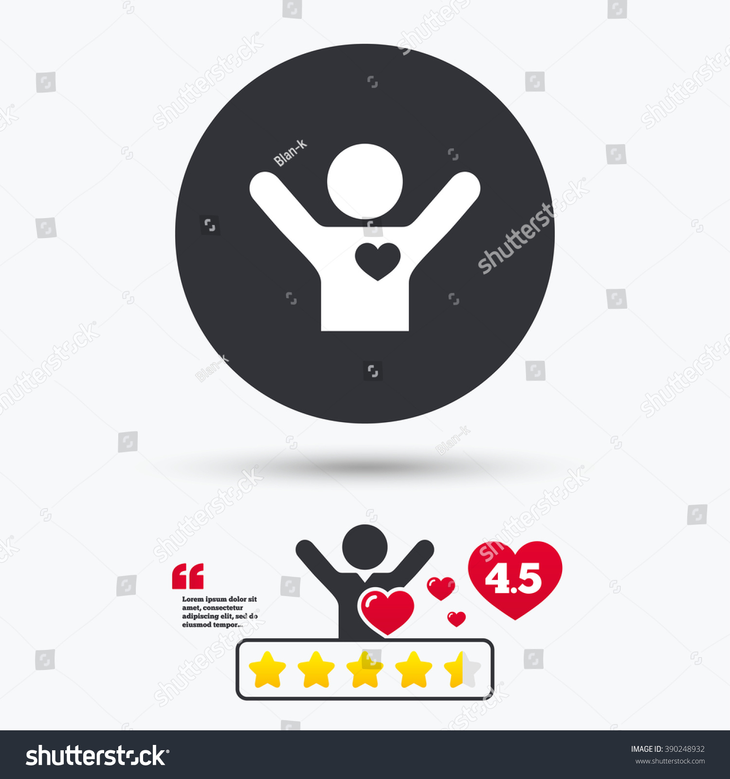 Fans love icon Man raised hands up sign Star vote ranking Client or