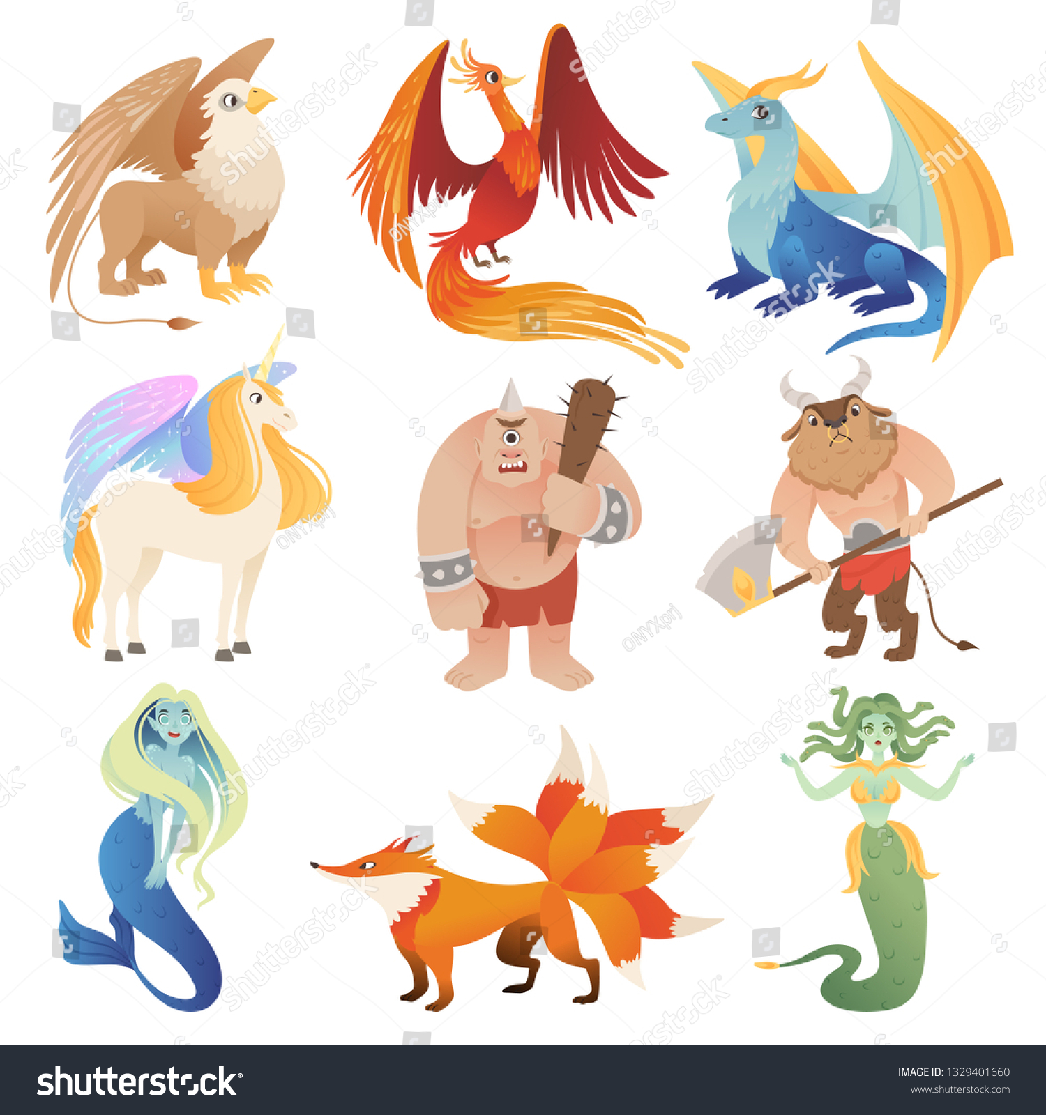 Fantastic Creatures Phoenix Dragon Hybrid Animals Stock Vector (Royalty ...