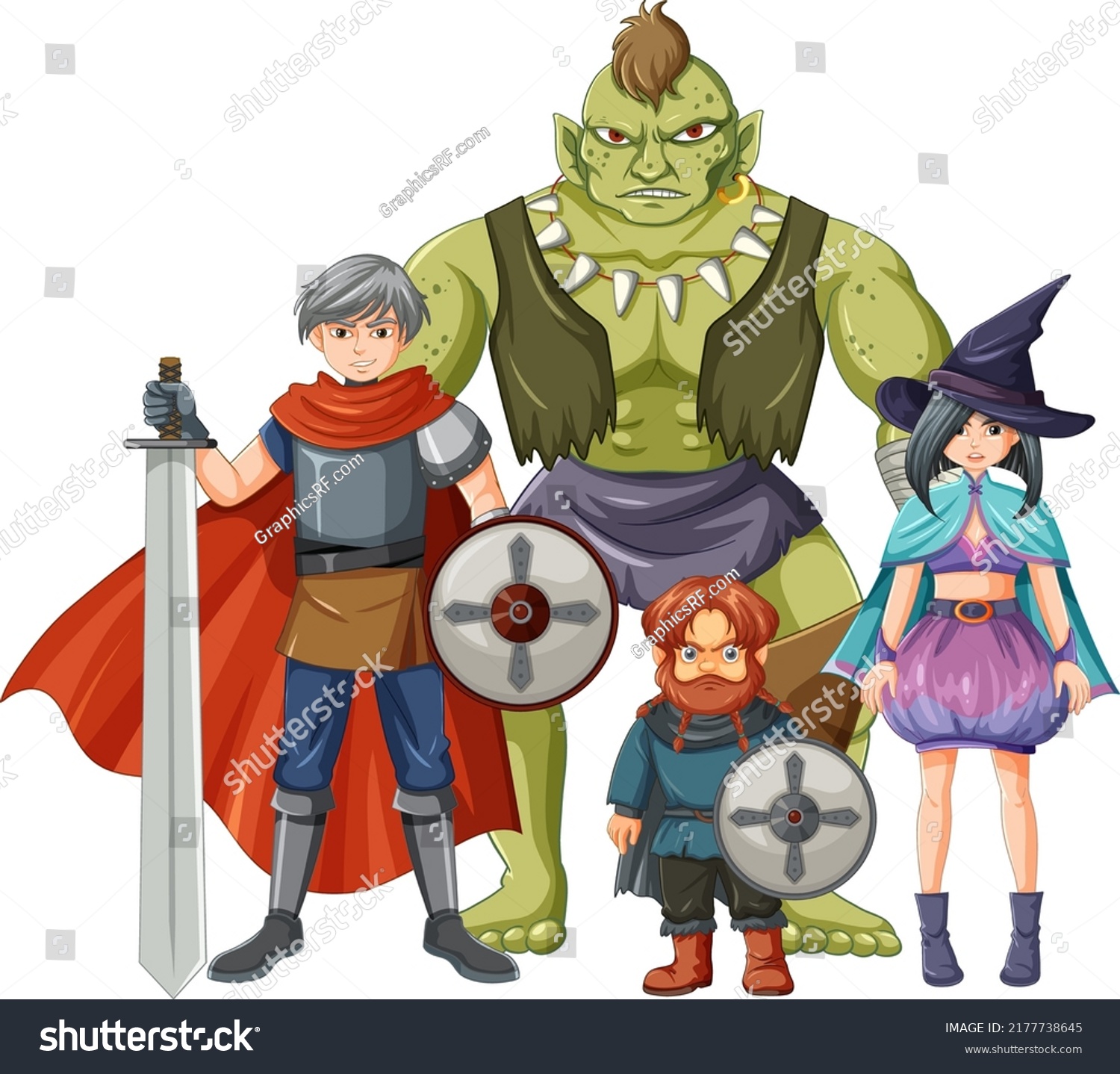 SVG of Fantasy folk cartoon characters set illustration svg