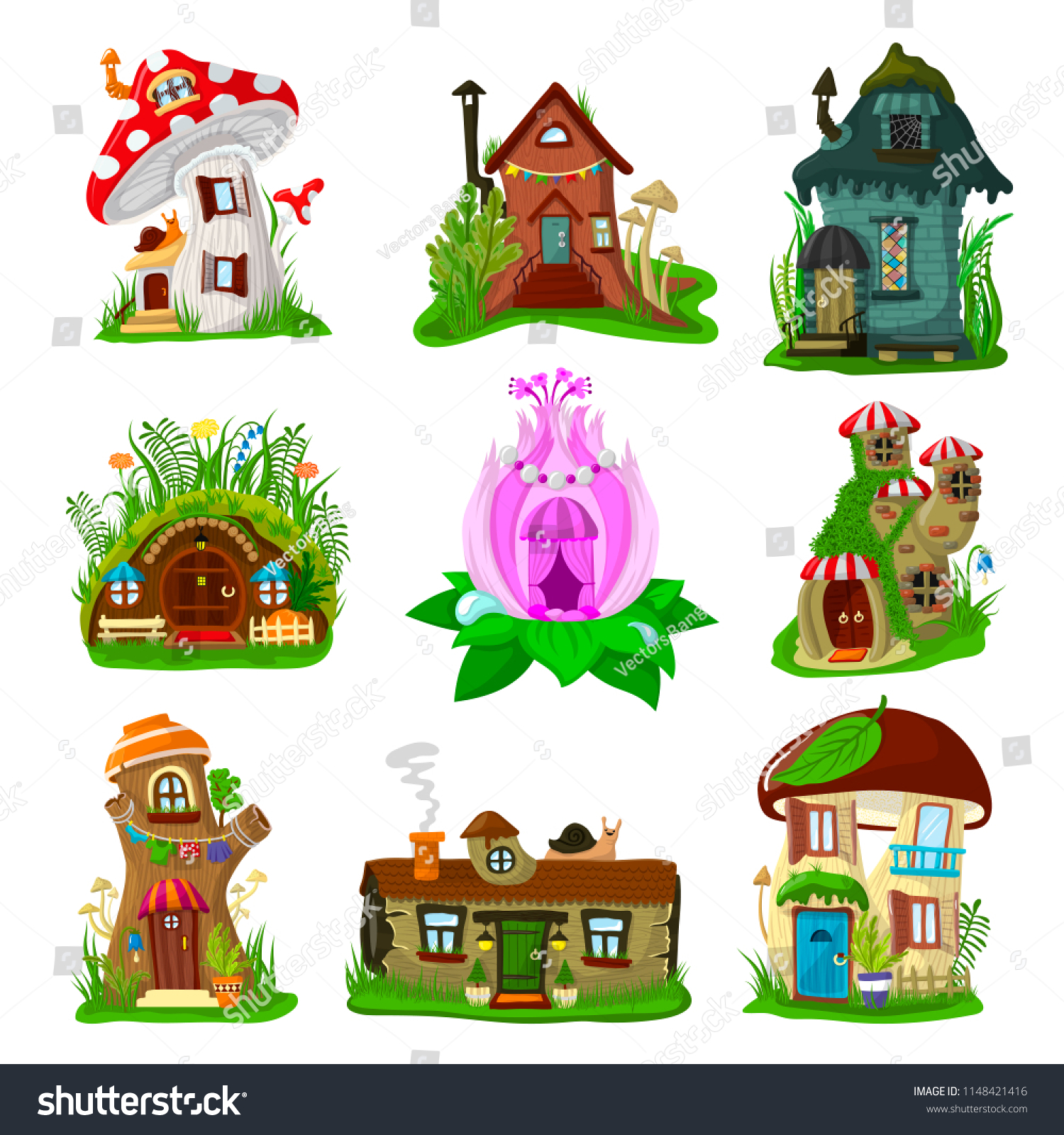 Fantasy House Vector Cartoon Fairy Treehouse Stock Vector Royalty Free