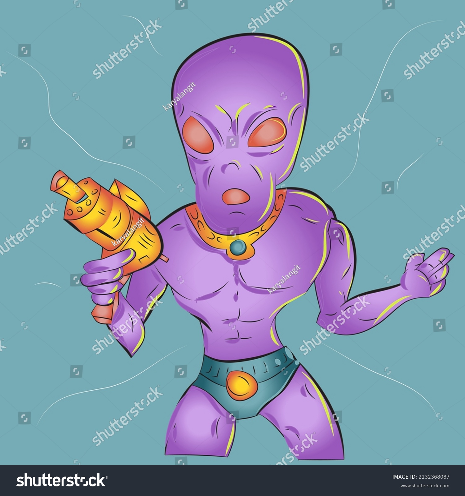 Fantasy Purple Alien Cartoon Character Vector Stock Vector Royalty Free Shutterstock