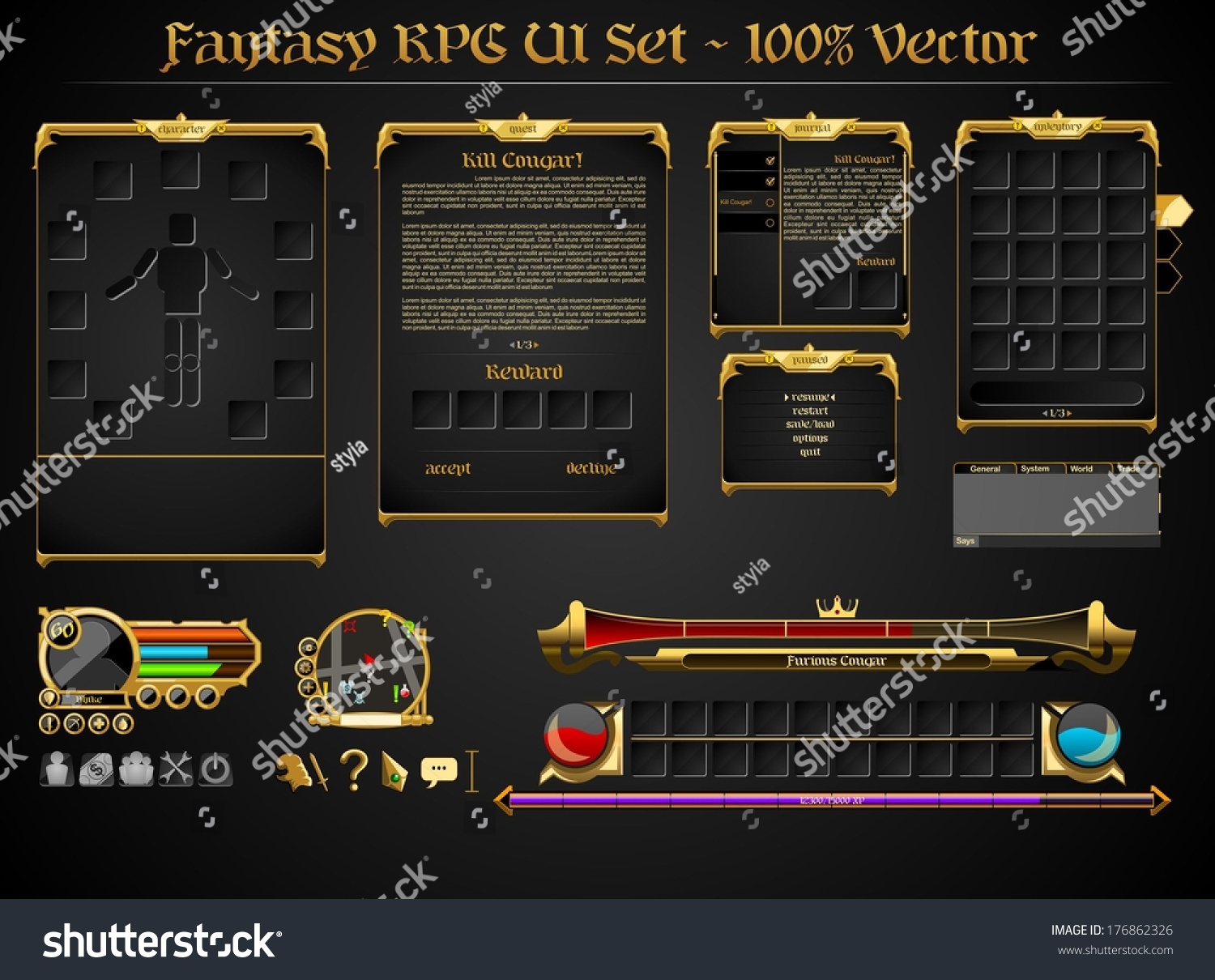 SVG of Fantasy RPG UI Set svg