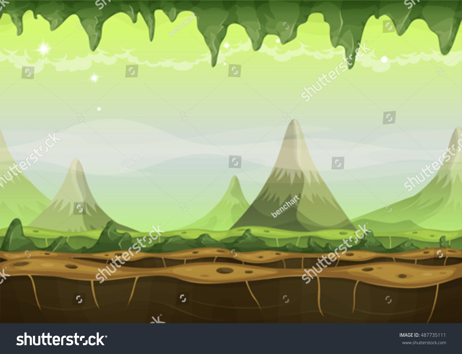 Fantasy Scifi Alien Landscape Game Ui cartoon Stock Vector 487735111 ...