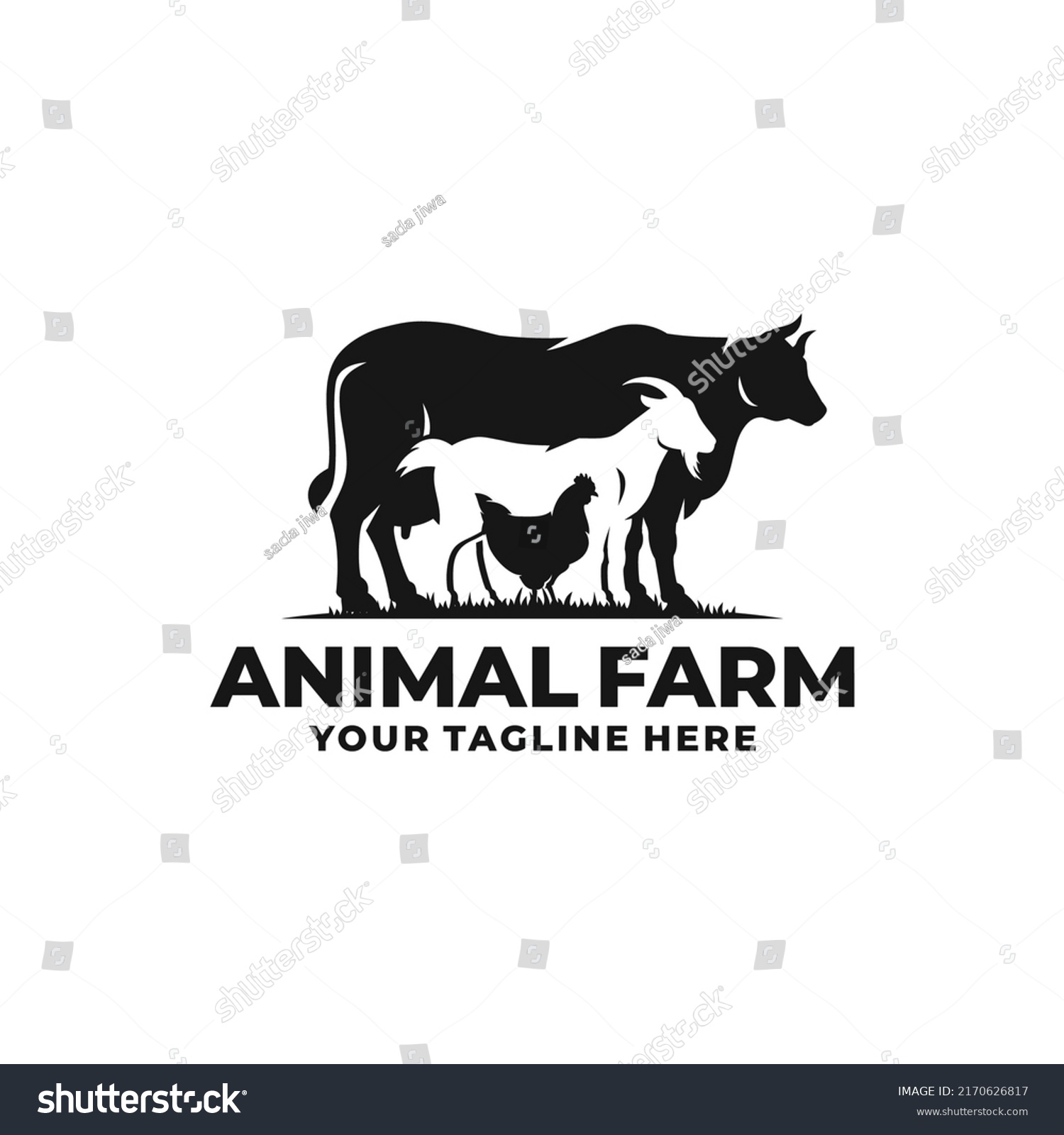 Farm Animal Logo Vector Cattle Farm Stock Vector (Royalty Free ...