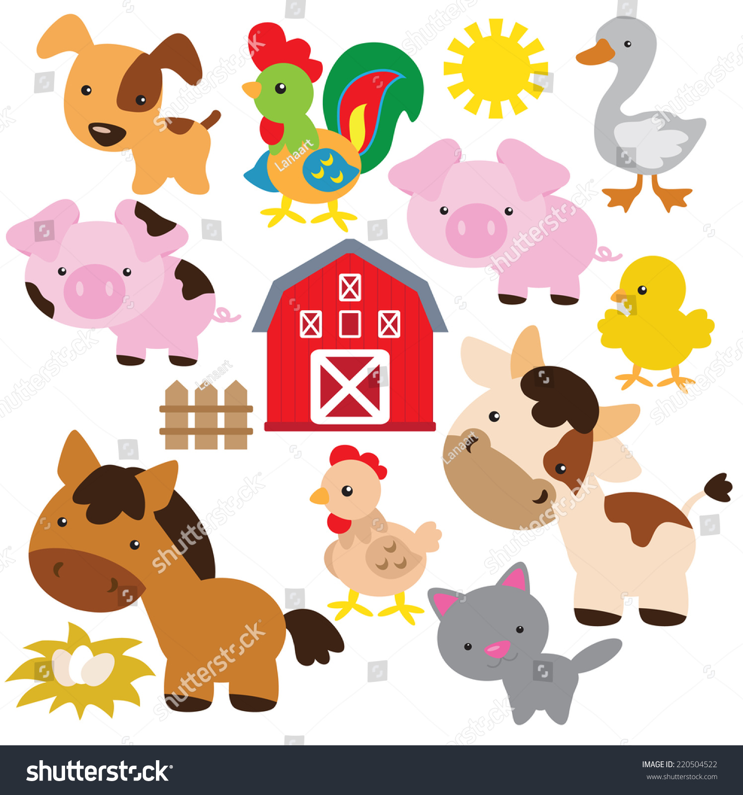 Farm Animals Vector Illustration 220504522 Shutterstock