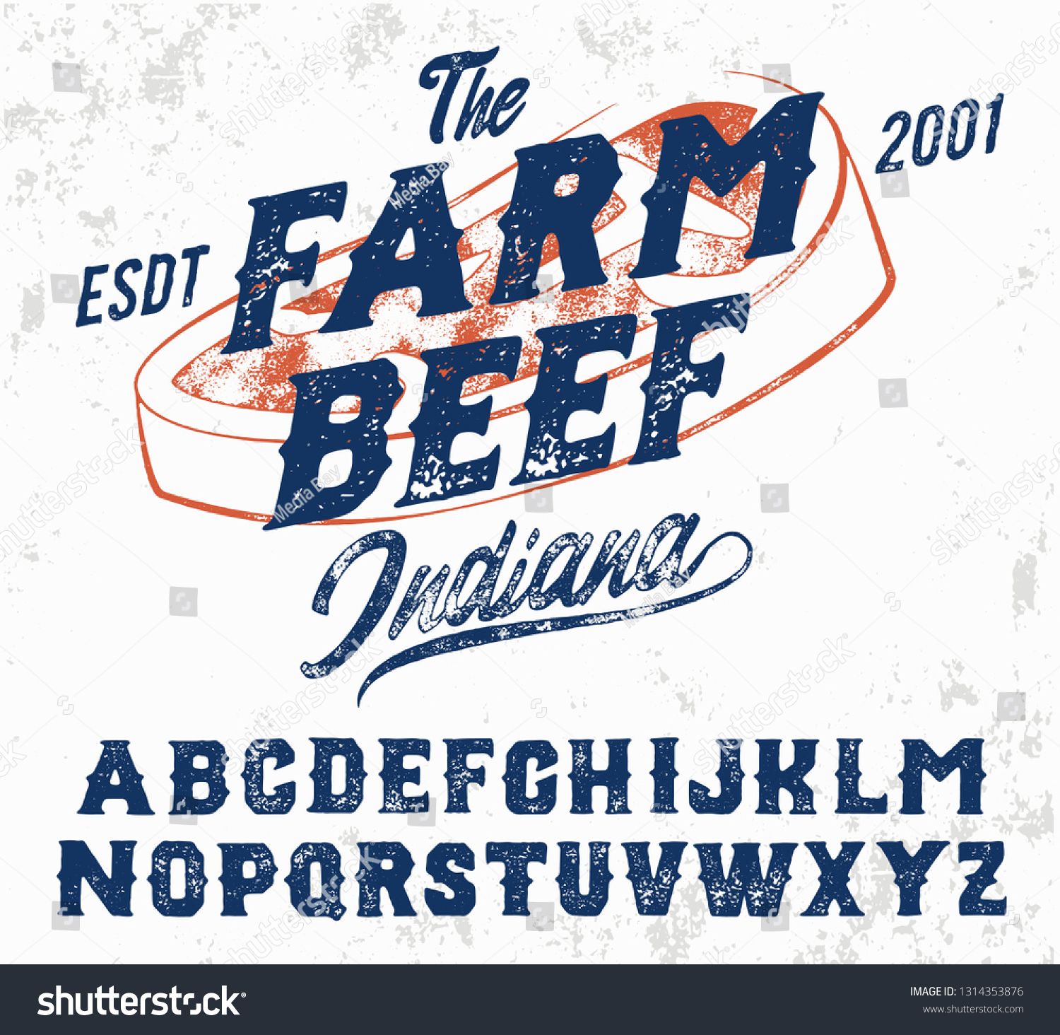 Farm Beef Original Hand Made Typeface Stock Vector (Royalty Free ...