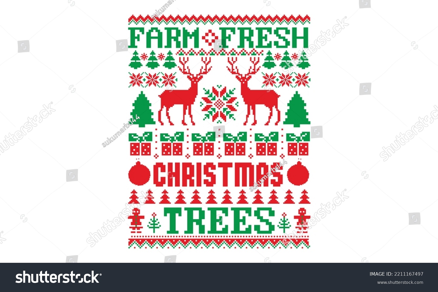 SVG of Farm fresh Christmas trees - Ugly Christmas Sweater T-shirt Design, Hand drawn lettering phrase isolated on white background, eps, svg Files for Cutting svg