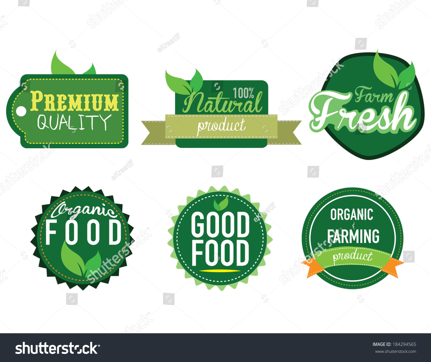 Farm Fresh Organic Food Label Badge Stock Vector Royalty Free 184294565 Shutterstock 