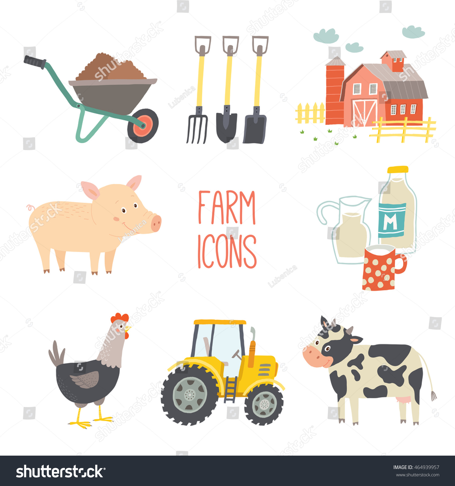 Farm Icon Set Vector Illustration Stock Vector (Royalty Free) 464939957 ...