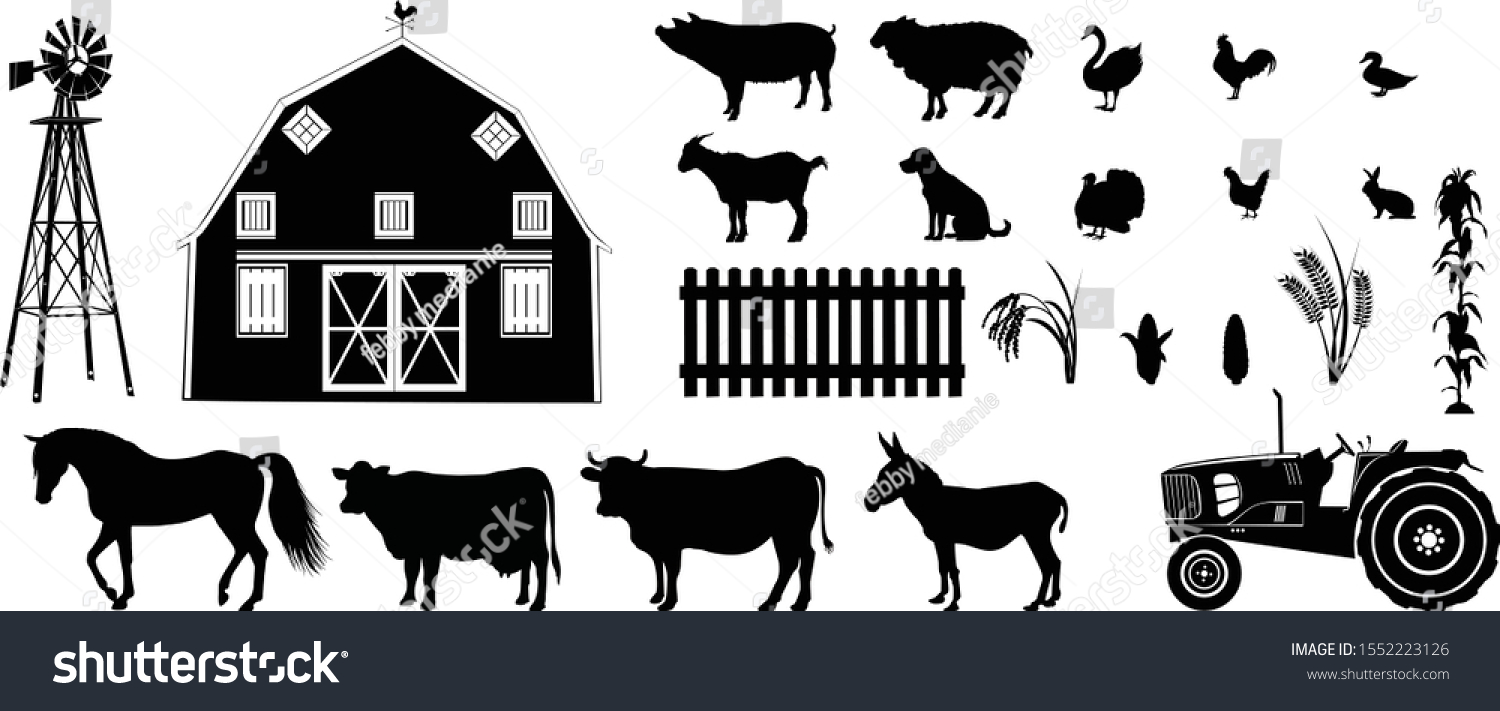 Farm Life Silhouette Vector Illustration Stock Vector (Royalty Free ...