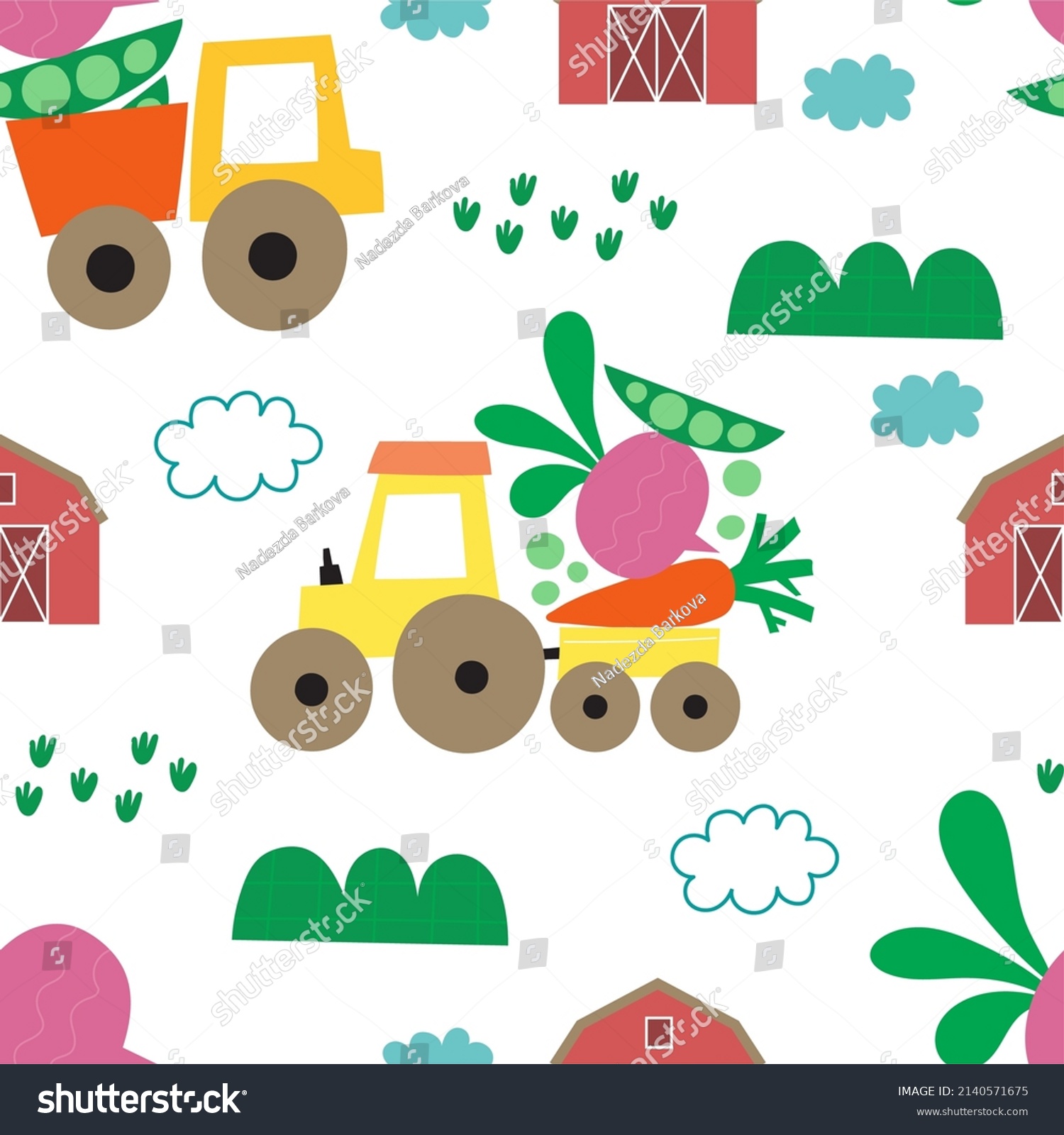 Farm Life Vector Illustration Cute Seamless Stock Vector (royalty Free 