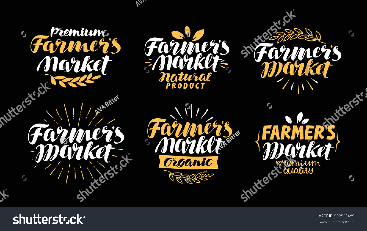 Farm Agriculture Label Farmers Market Handwritten Stock Vector ...