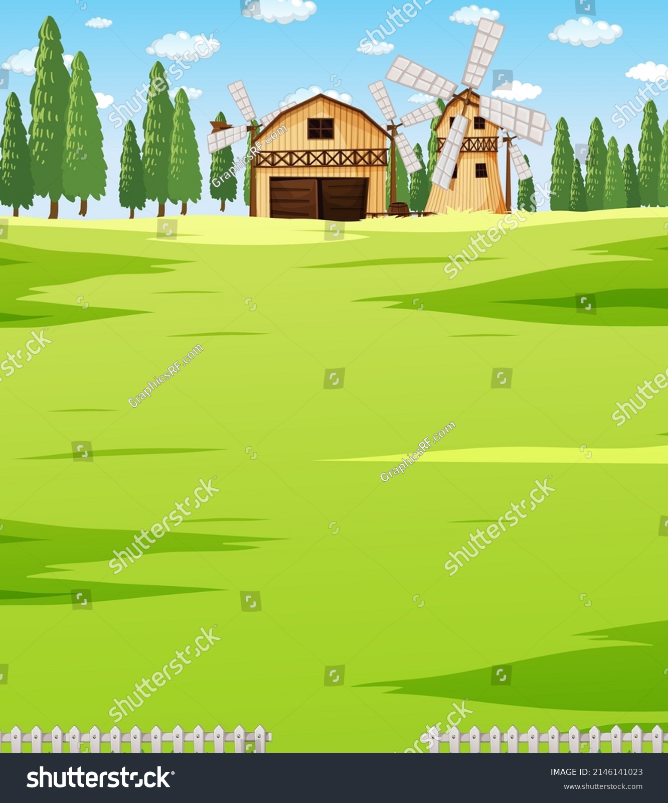 Farm Scene Landscape Barn Illustration Stock Vector (Royalty Free ...