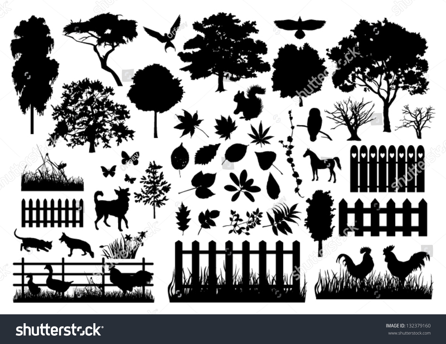 Farm Silhouettes Stock Vector Illustration 132379160 : Shutterstock
