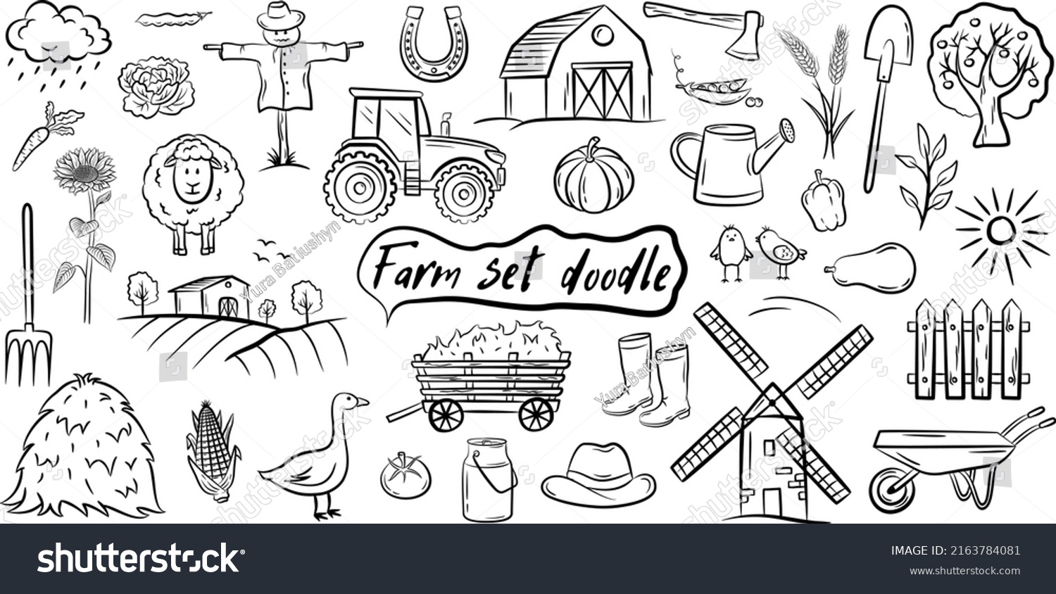 Farm Vector Doodle Collection Isolated On Stock Vector (Royalty Free ...