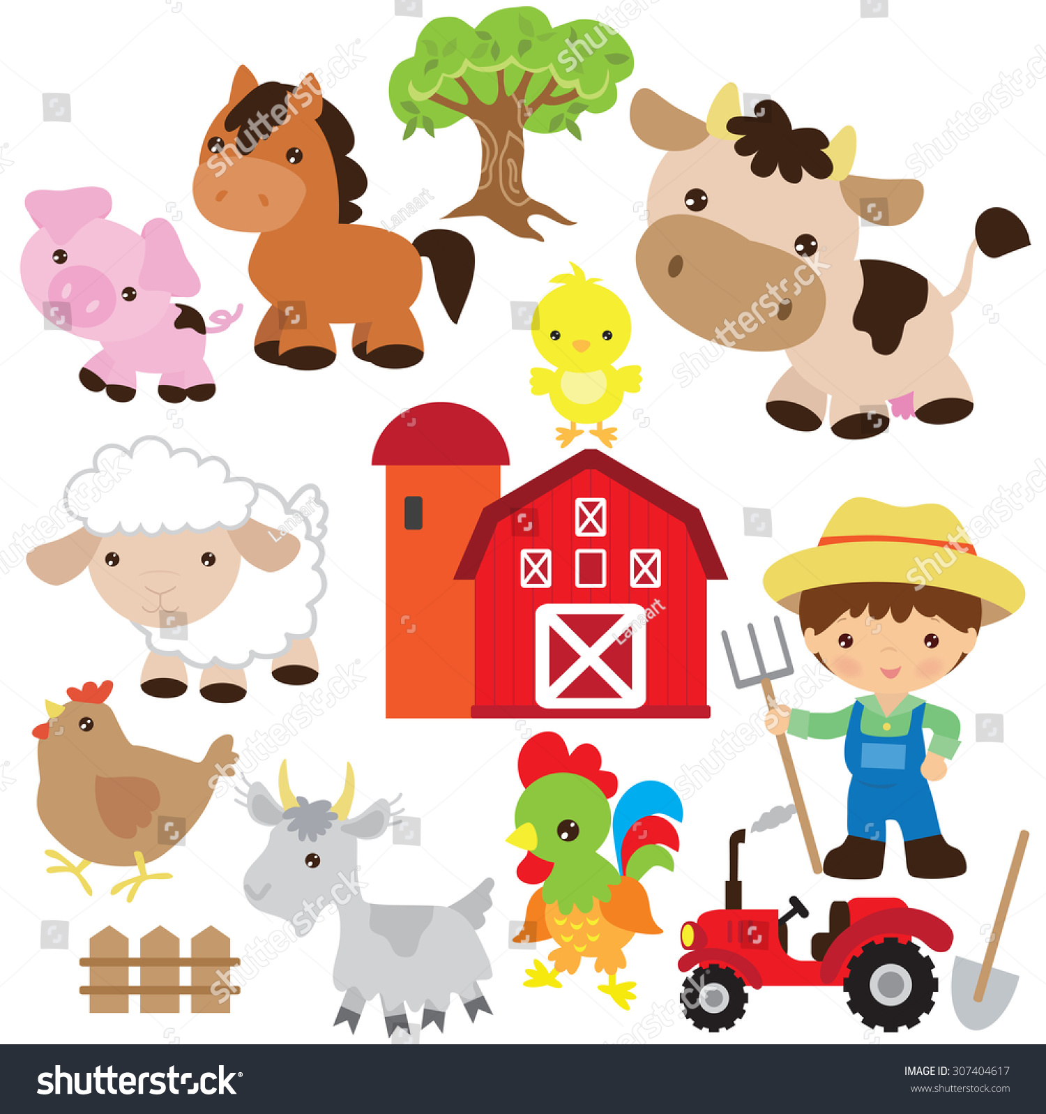 Farm Vector Illustration - 307404617 : Shutterstock