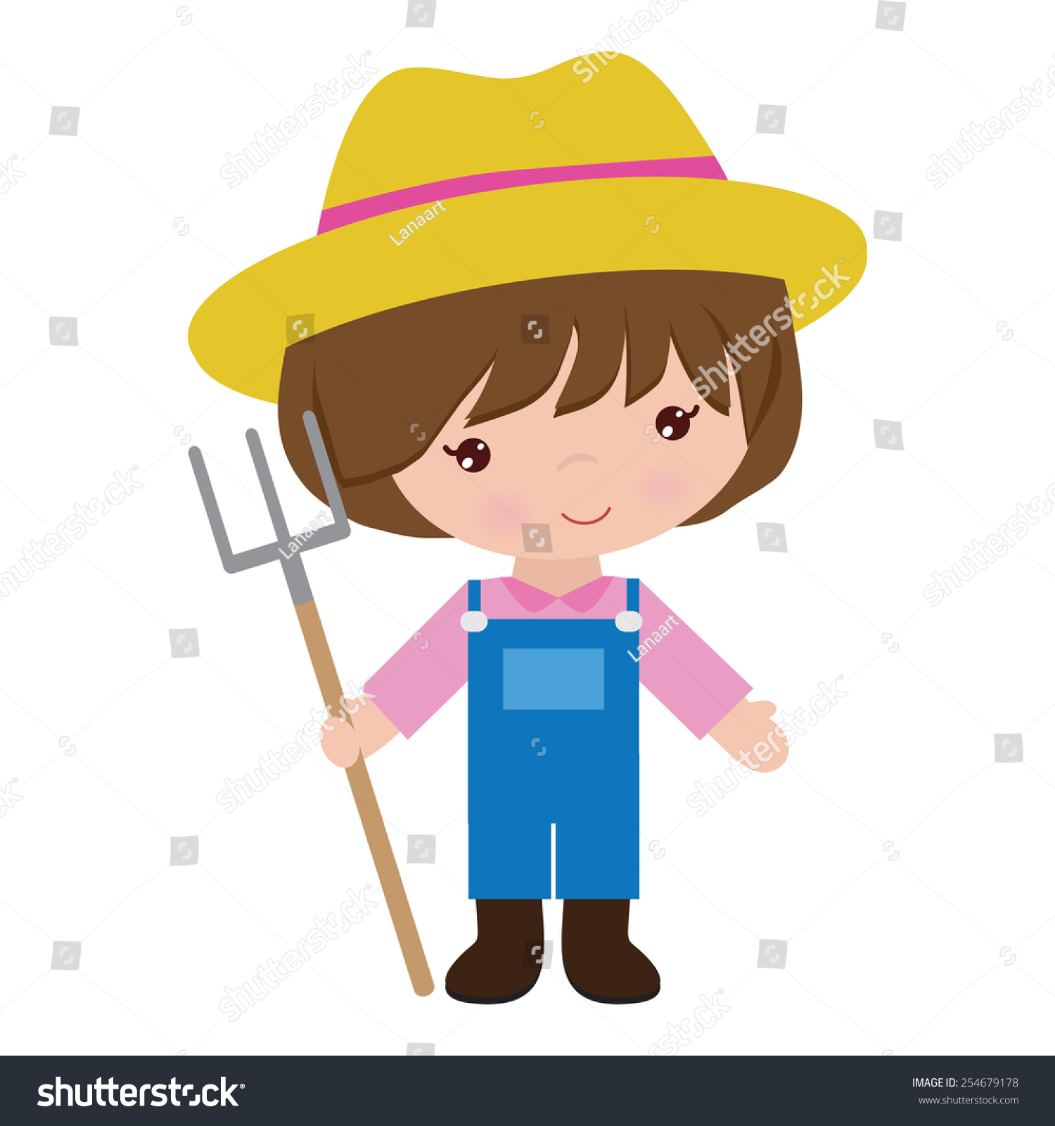 Farmer Girl Vector Illustration Stock Vector (Royalty Free) 254679178