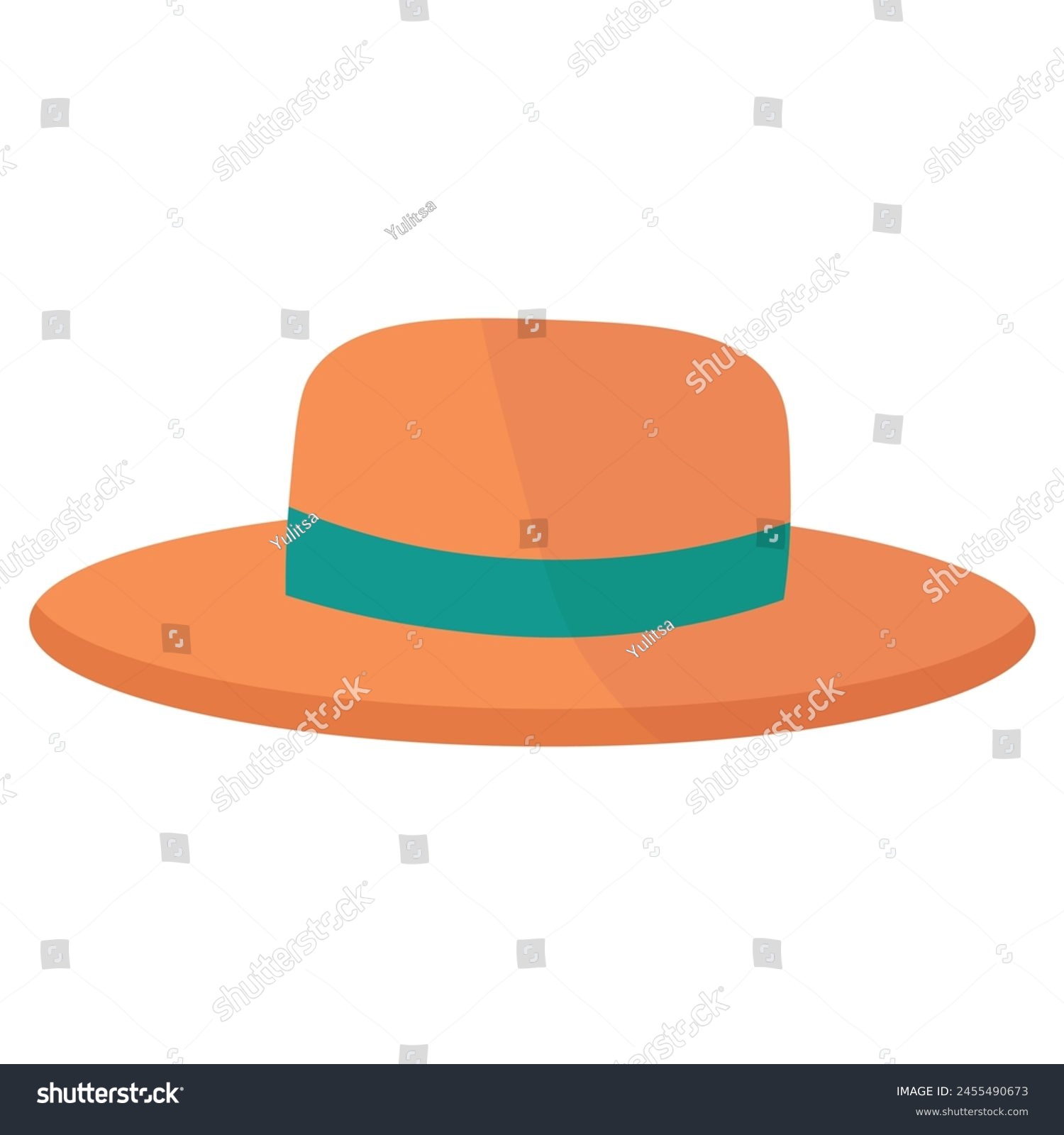orange hat with teal band, flat design clip art preview
