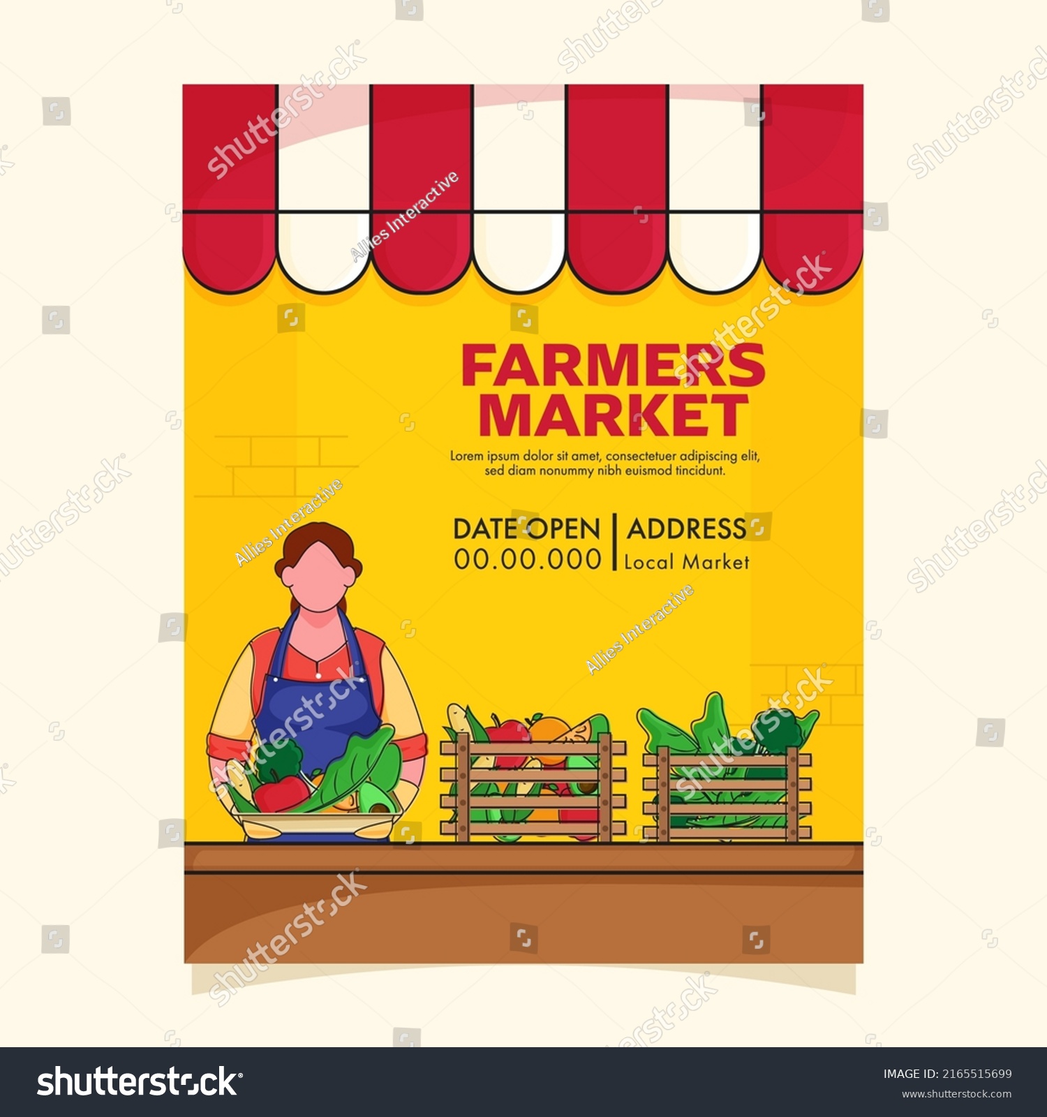 Farmers Market Flyer Template Design Grocery Stock Vector (Royalty Free ...