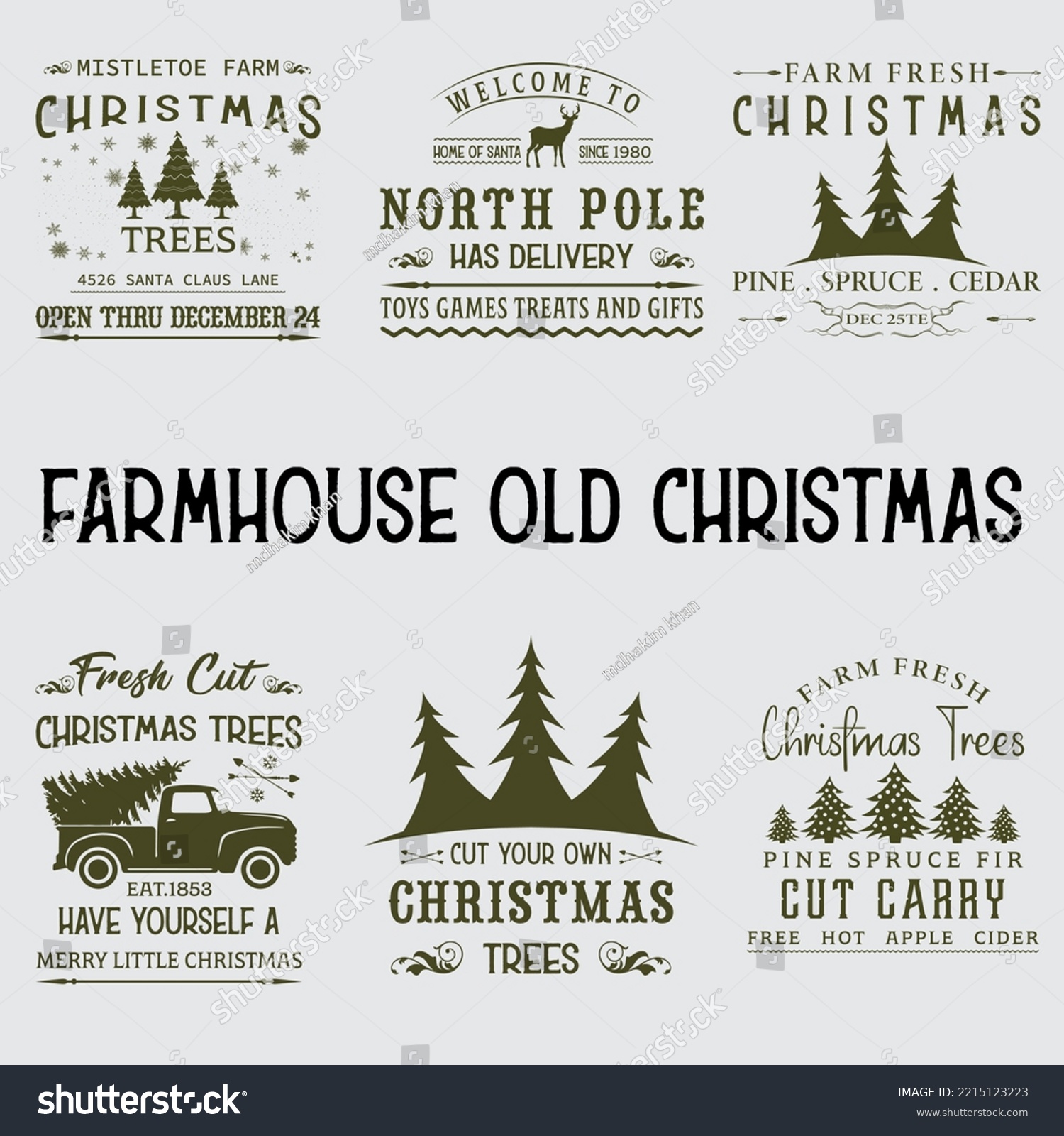 SVG of Farmhouse Christmas SVG Rustic Sign - Cut Files SVG dxf png jpg  Cricut silhouette Farmhouse Sign  Farm Fresh Svg  Christmas Trees SVG svg