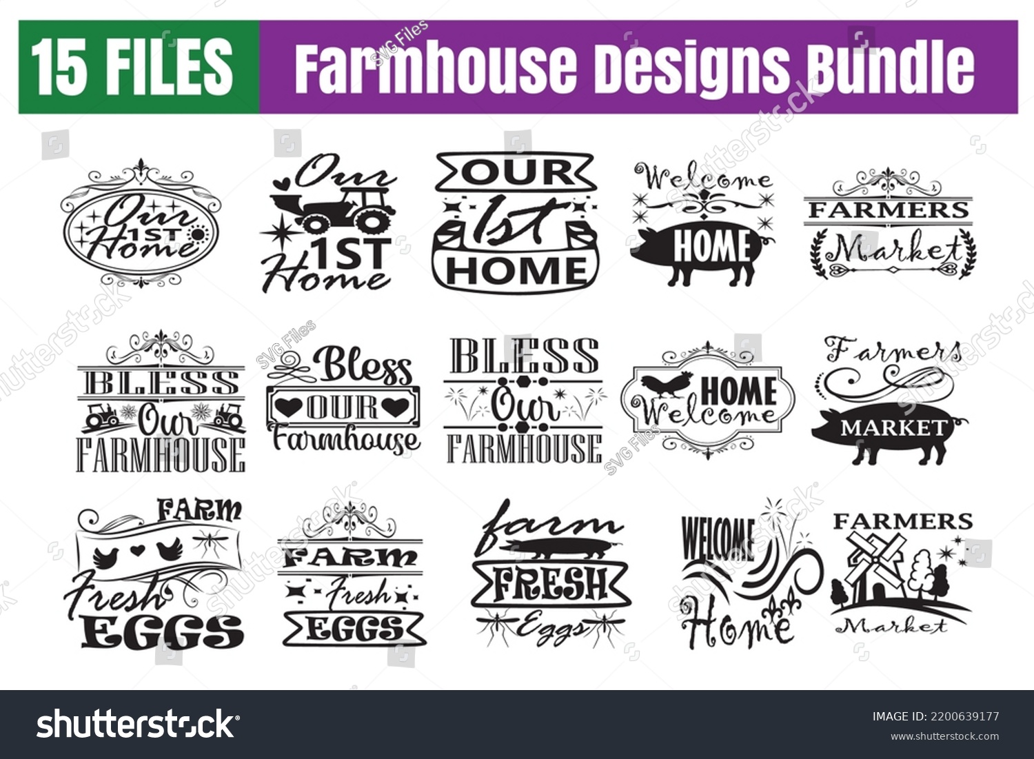 SVG of Farmhouse Quotes svg Bundle. Quotes about Farmhouse, Farmhouse cut files Bundle of 15 svg eps Files for Cutting Machines Cameo Cricut, Farmhouse Quotes svg