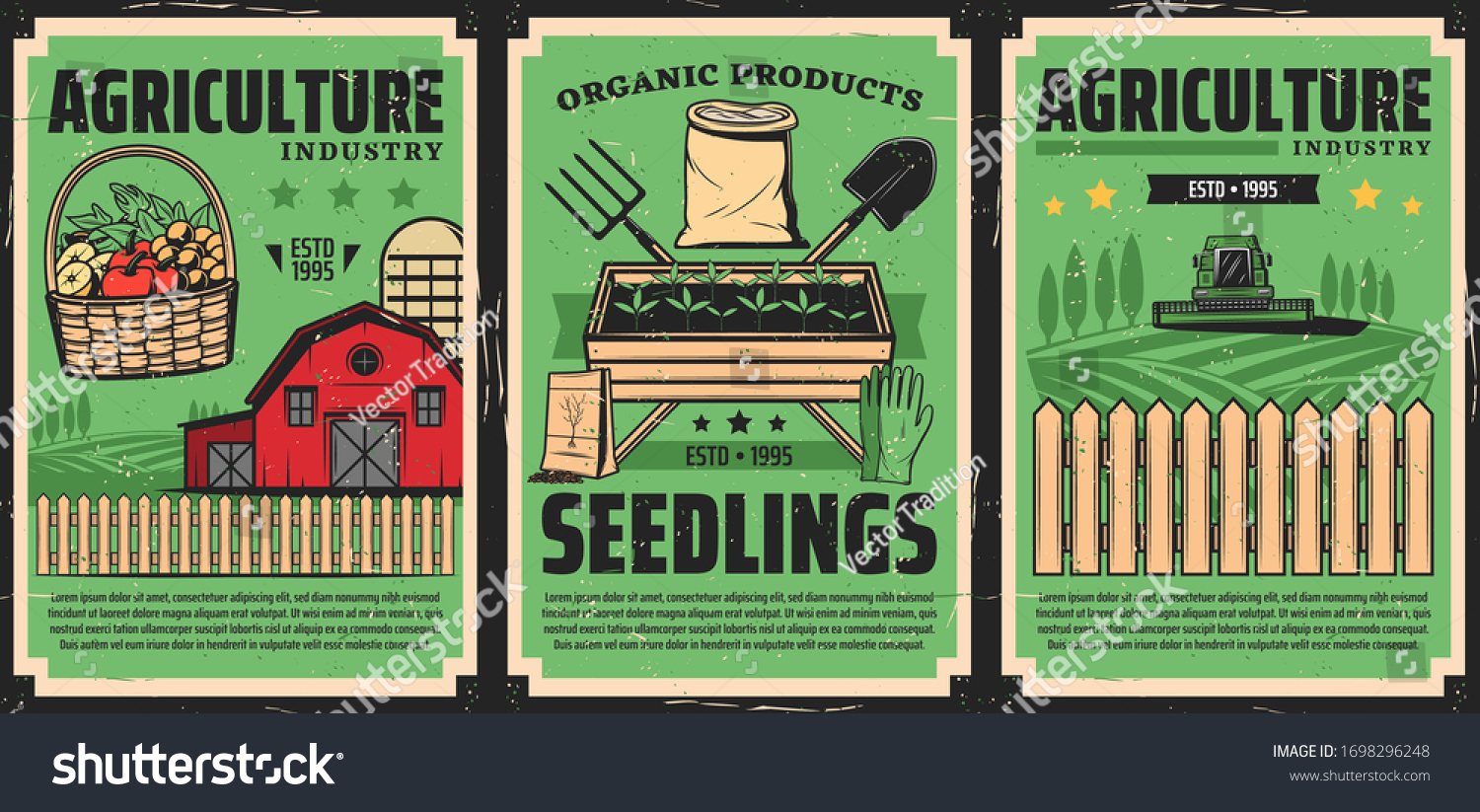 Farming Agriculture Industry Farmland Fields Harvesting Stock Vector ...