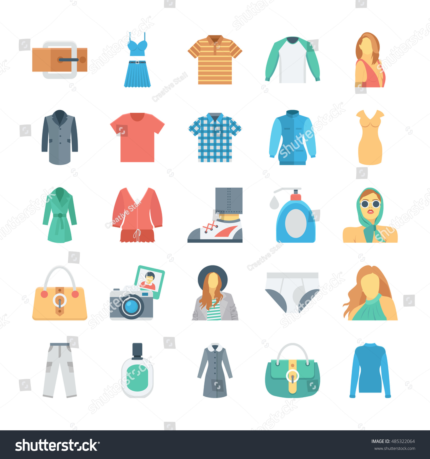 Fashion And Clothes Vector Icons 6 - 485322064 : Shutterstock