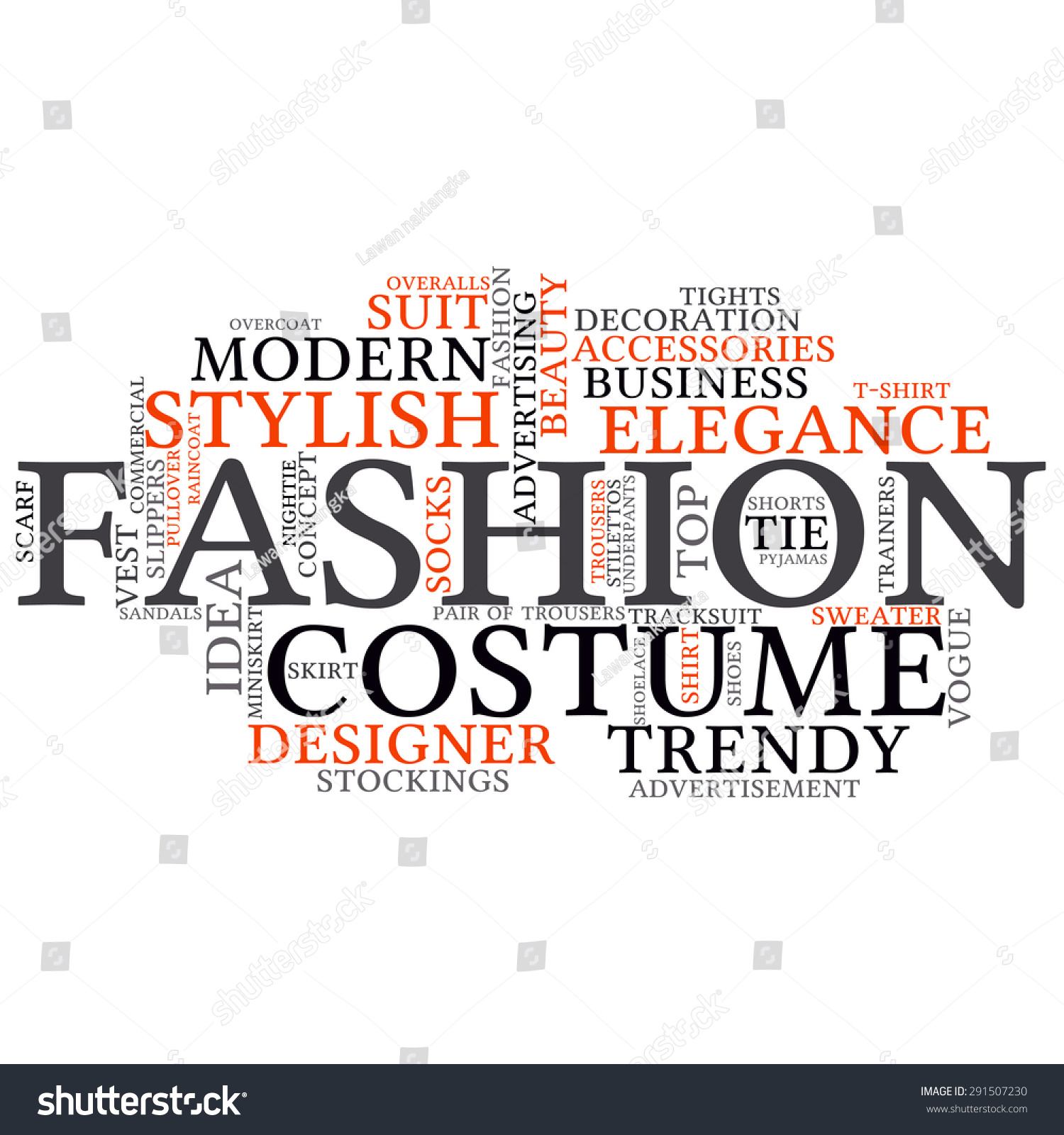 Fashion Costume Tag Word Cloud Background Stock Vector 291507230 ...